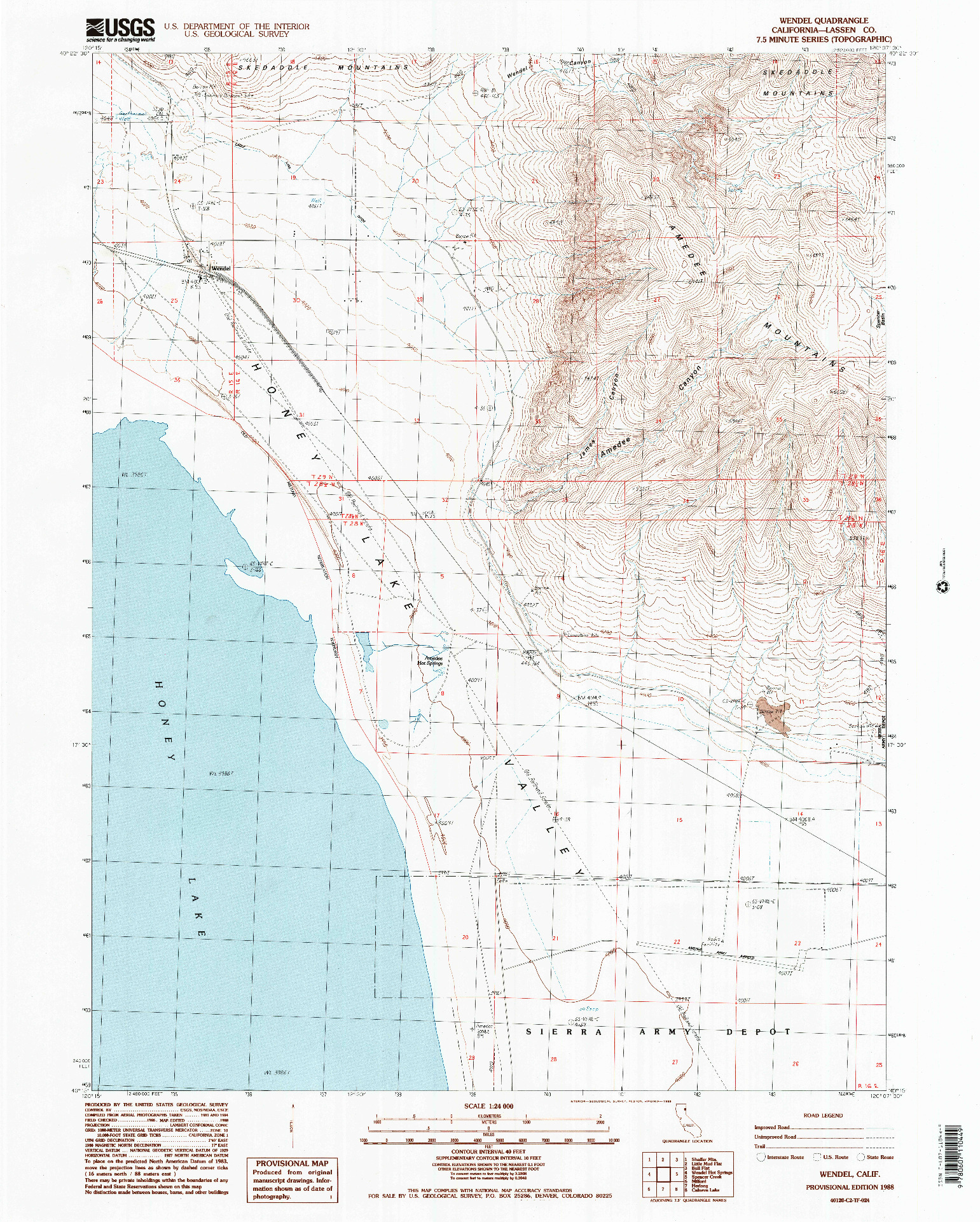 USGS 1:24000-SCALE QUADRANGLE FOR WENDEL, CA 1988