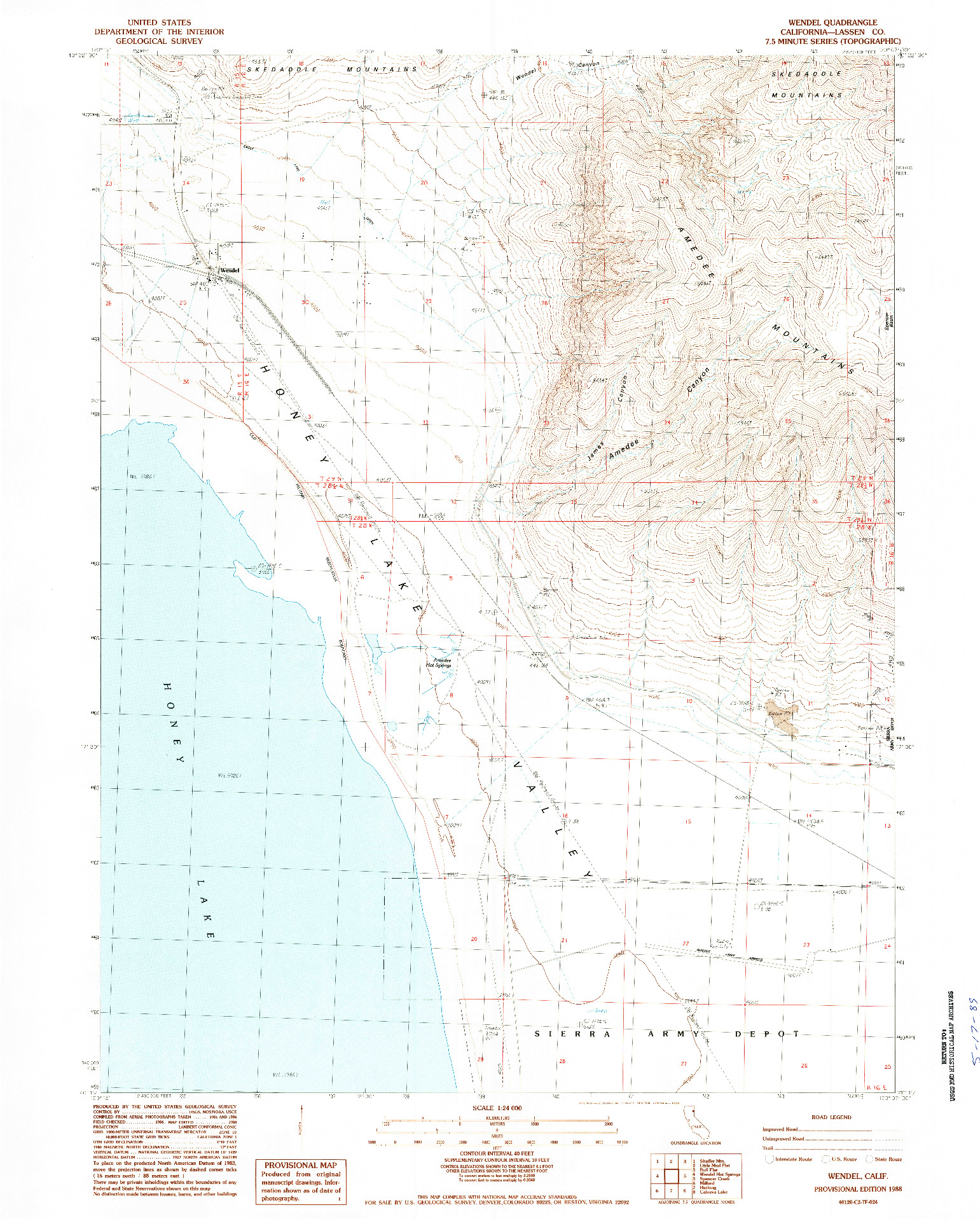 USGS 1:24000-SCALE QUADRANGLE FOR WENDEL, CA 1988