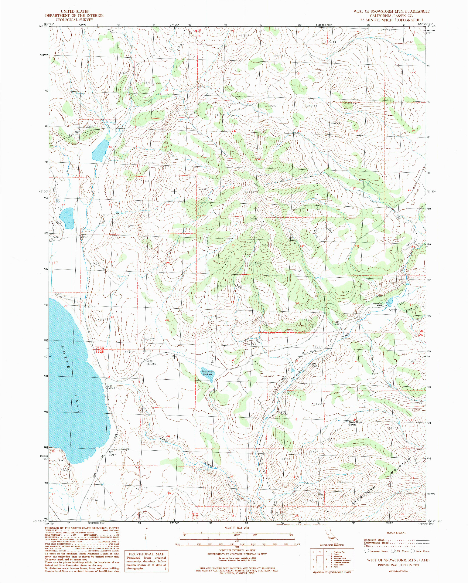 USGS 1:24000-SCALE QUADRANGLE FOR WEST OF SNOWSTORM MTN, CA 1989