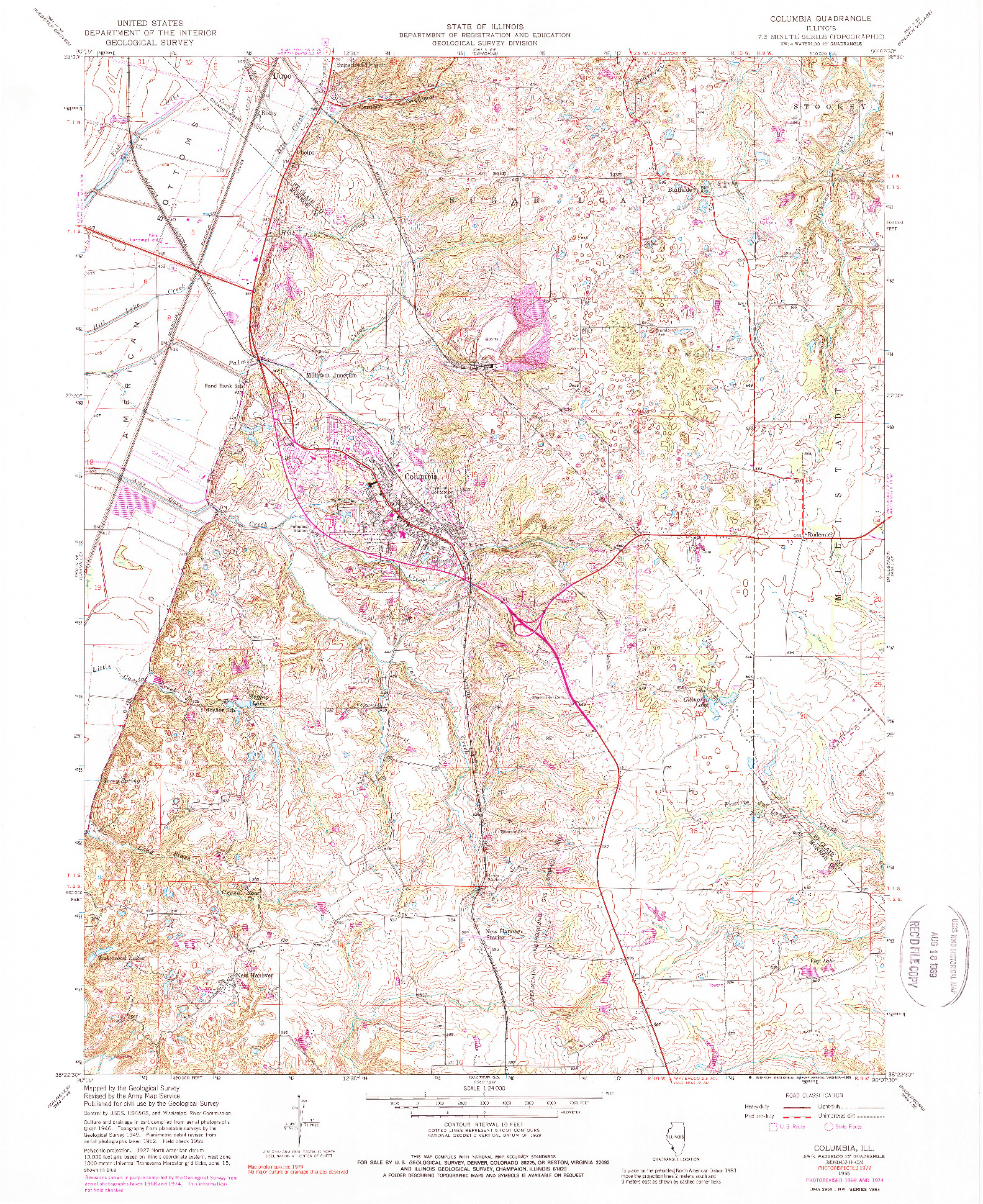 USGS 1:24000-SCALE QUADRANGLE FOR COLUMBIA, IL 1955