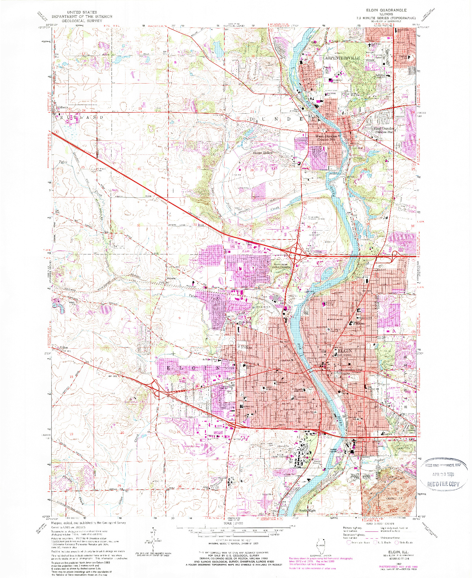 USGS 1:24000-SCALE QUADRANGLE FOR ELGIN, IL 1962