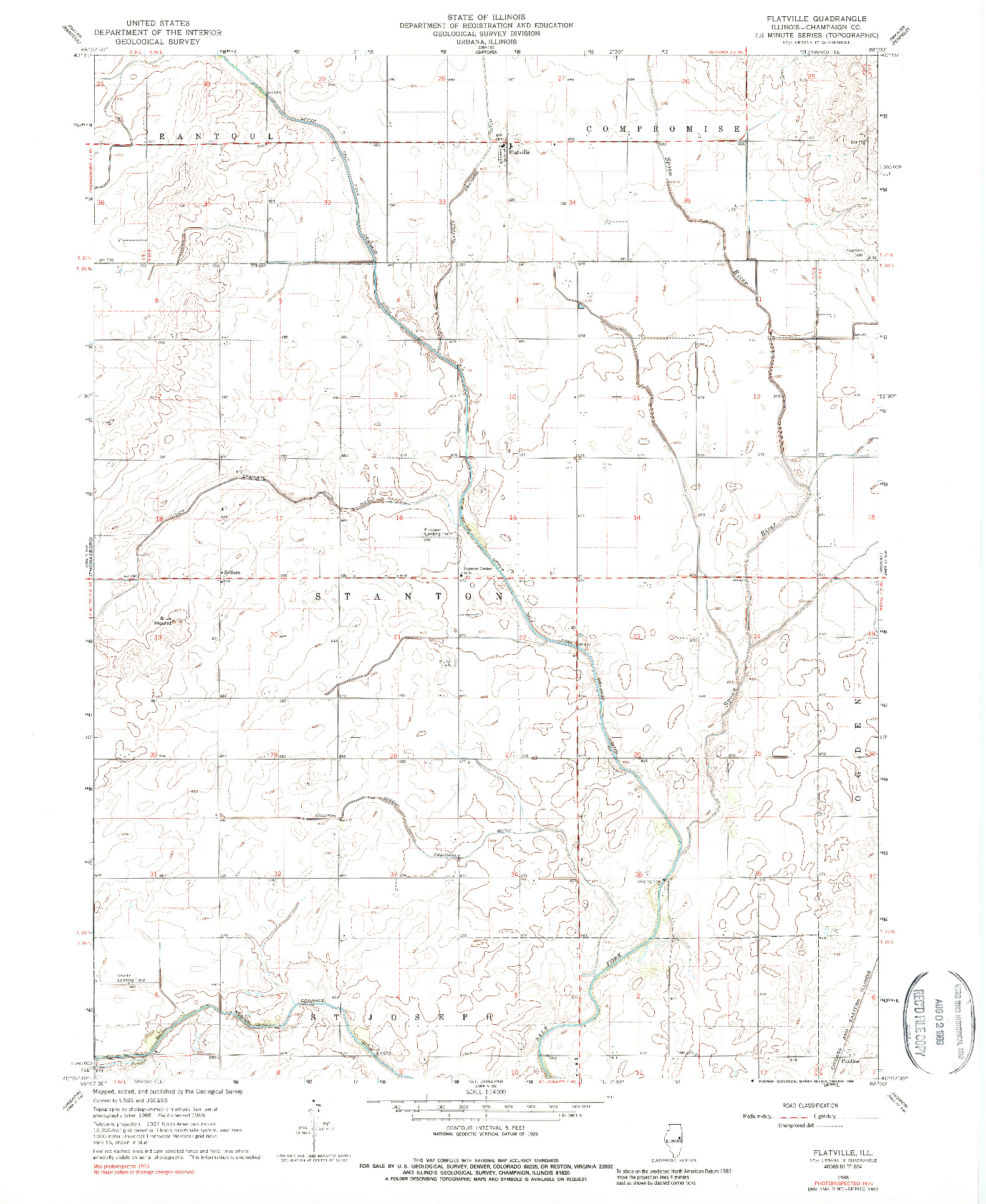 USGS 1:24000-SCALE QUADRANGLE FOR FLATVILLE, IL 1968