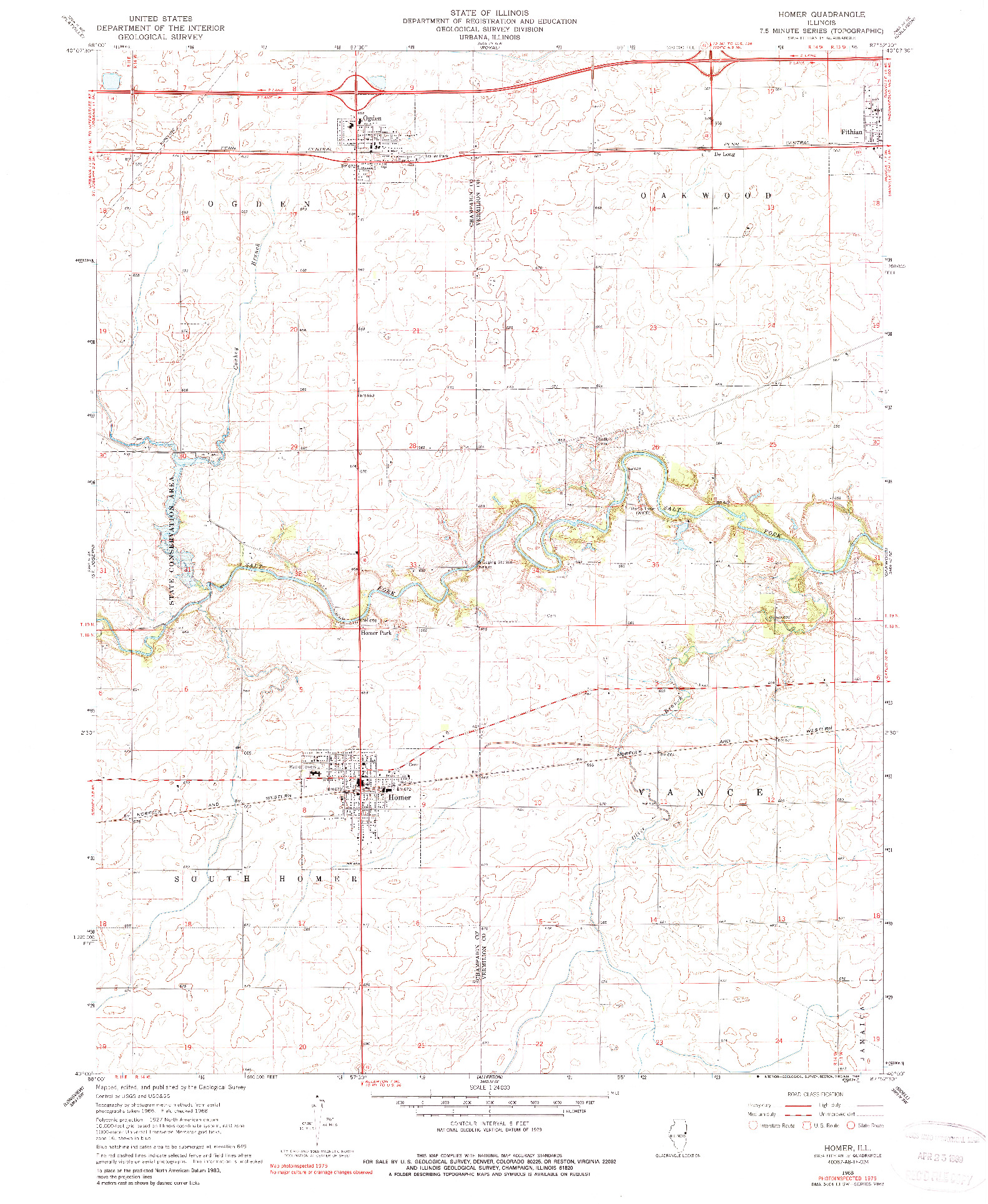 USGS 1:24000-SCALE QUADRANGLE FOR HOMER, IL 1968