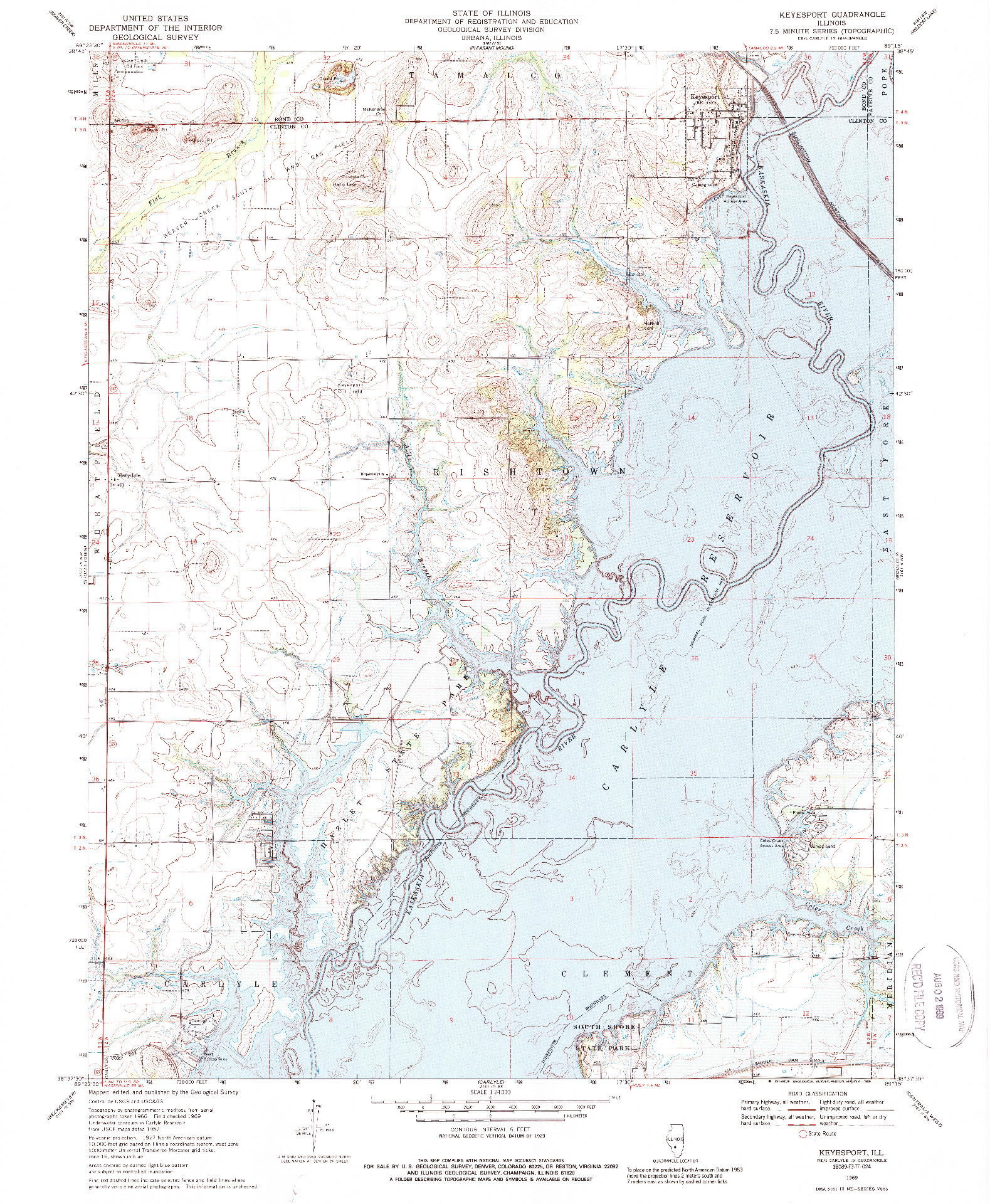 USGS 1:24000-SCALE QUADRANGLE FOR KEYESPORT, IL 1969