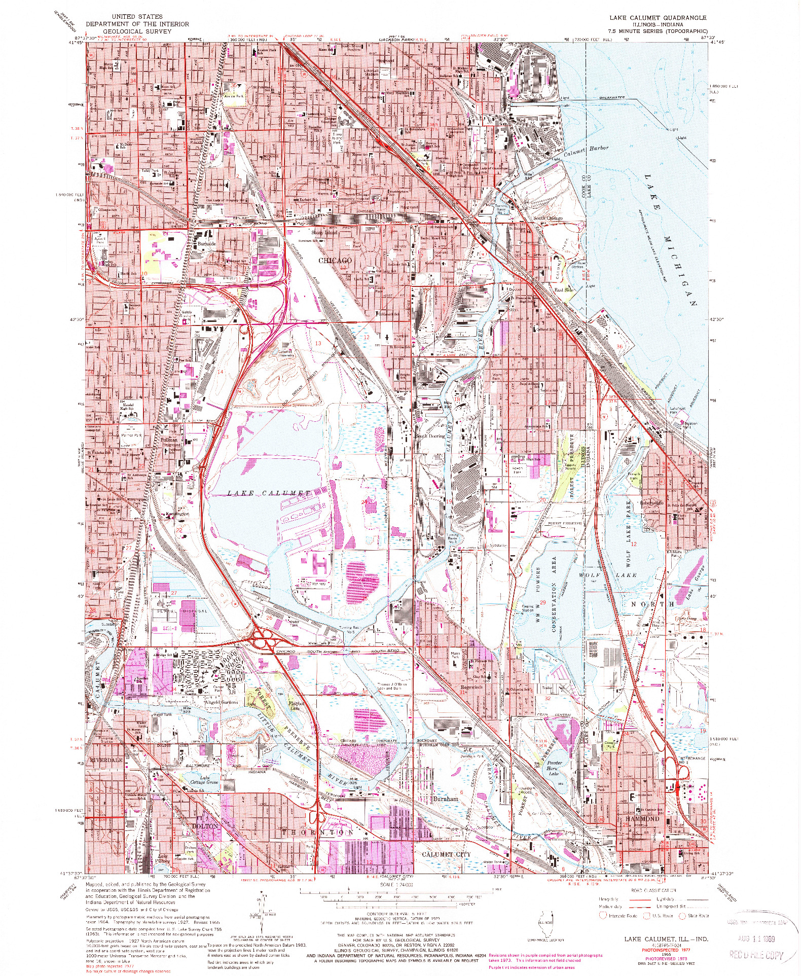 USGS 1:24000-SCALE QUADRANGLE FOR LAKE CALUMET, IL 1965