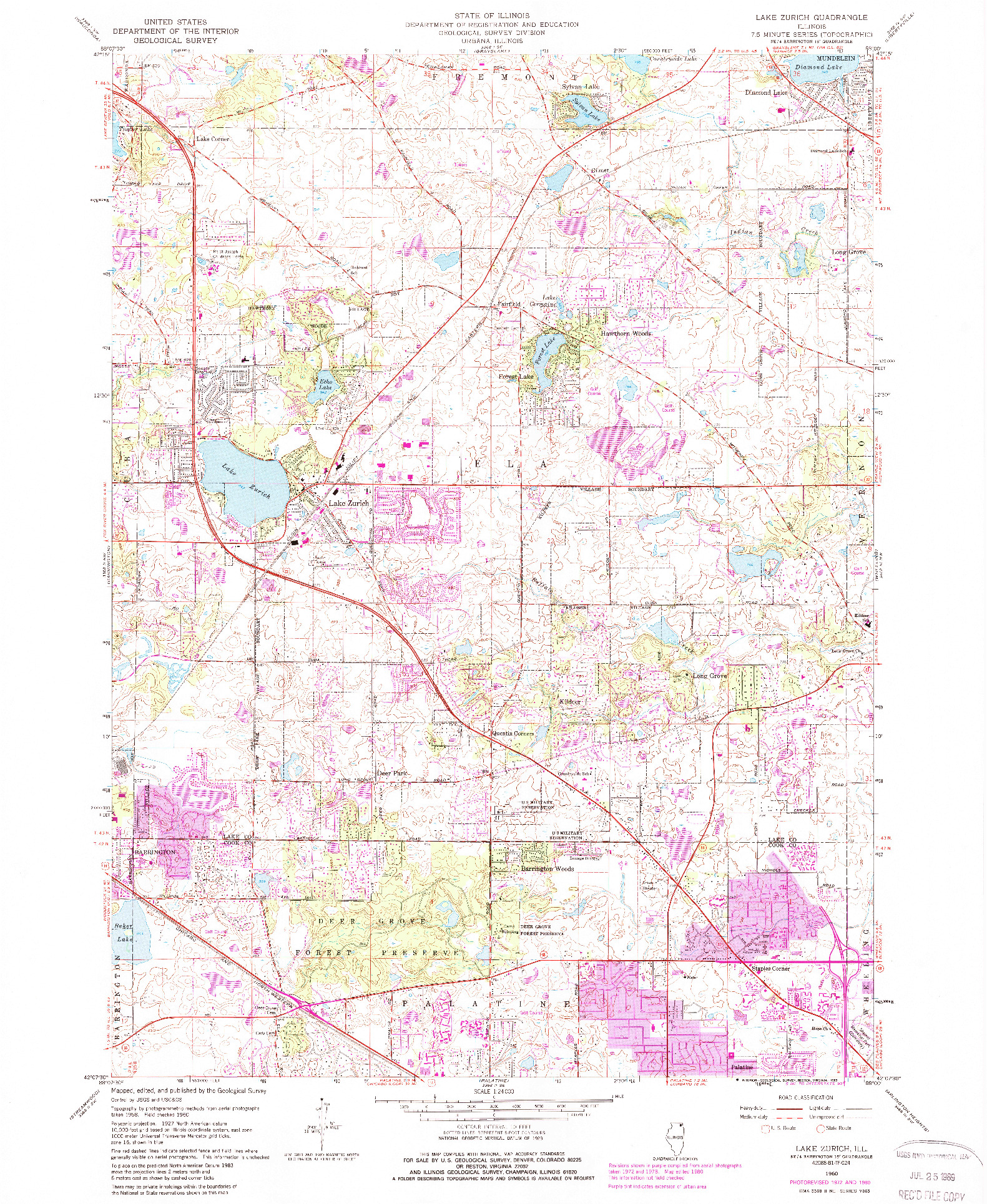 USGS 1:24000-SCALE QUADRANGLE FOR LAKE ZURICH, IL 1960