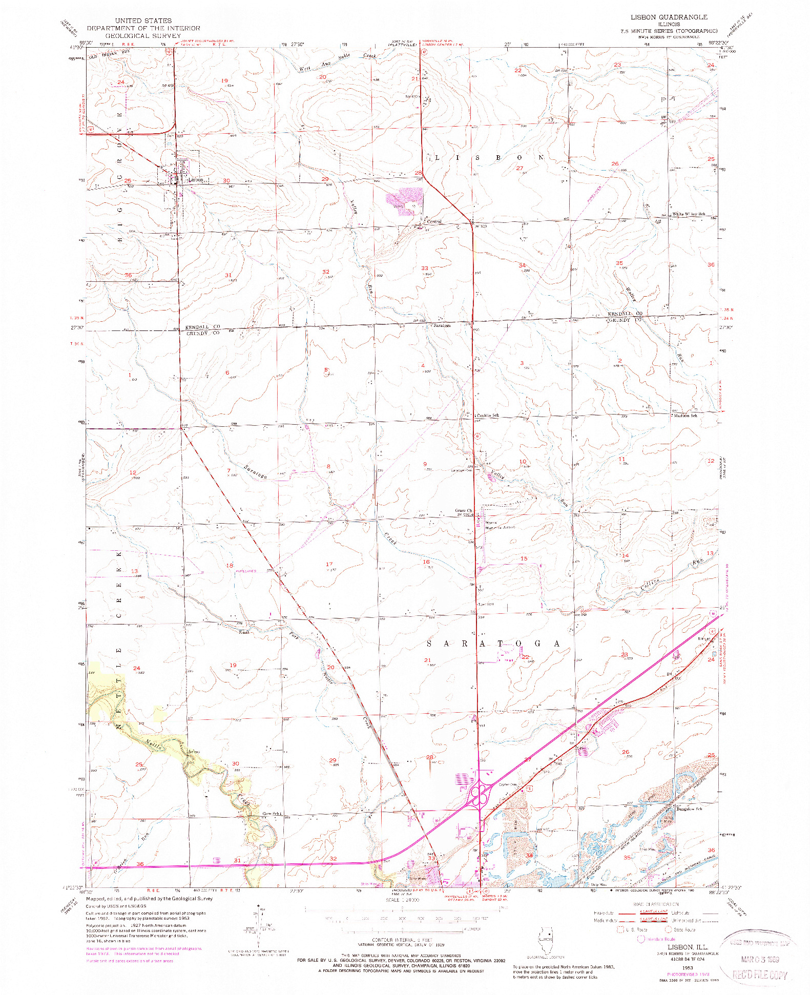 USGS 1:24000-SCALE QUADRANGLE FOR LISBON, IL 1953