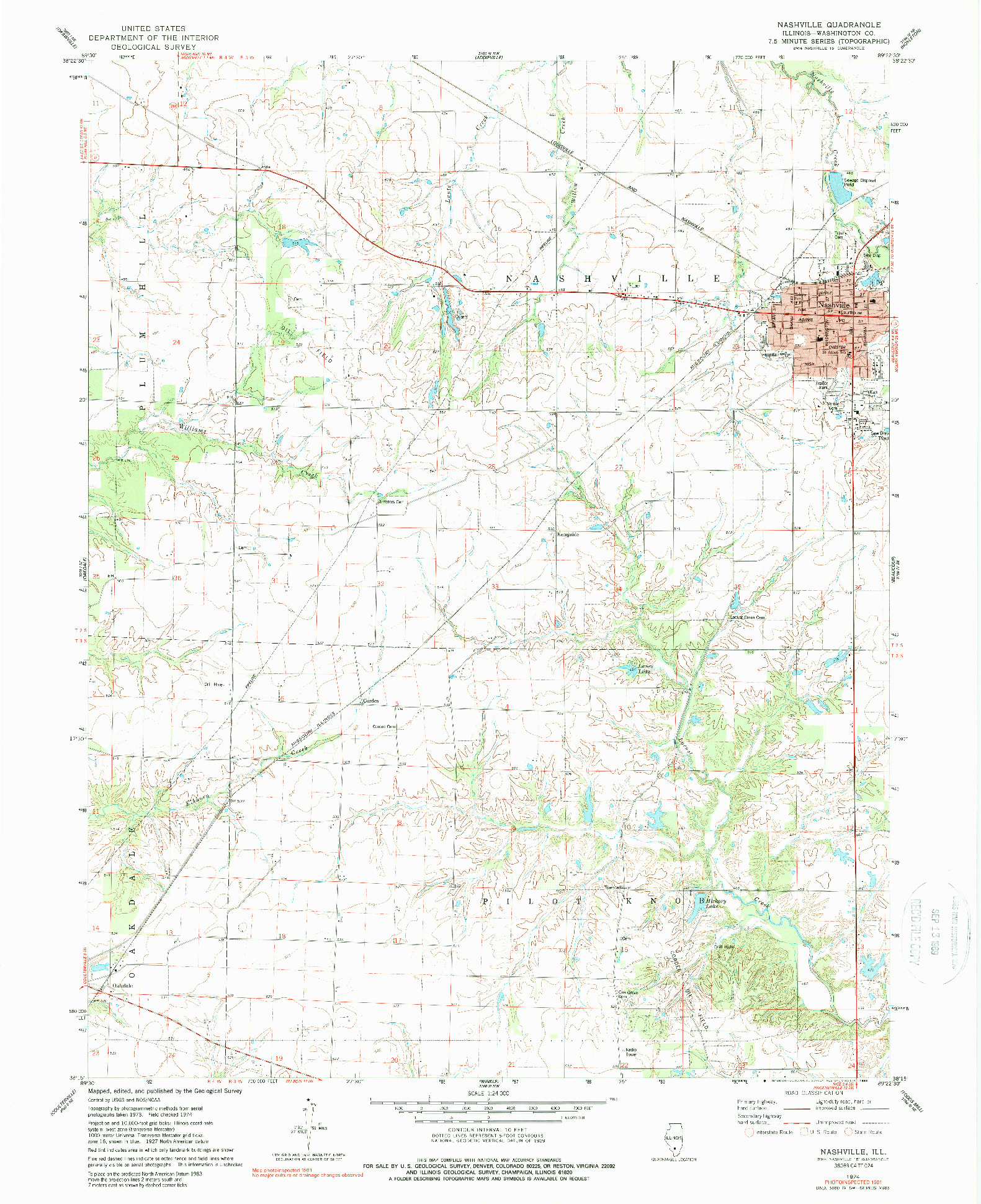 USGS 1:24000-SCALE QUADRANGLE FOR NASHVILLE, IL 1974