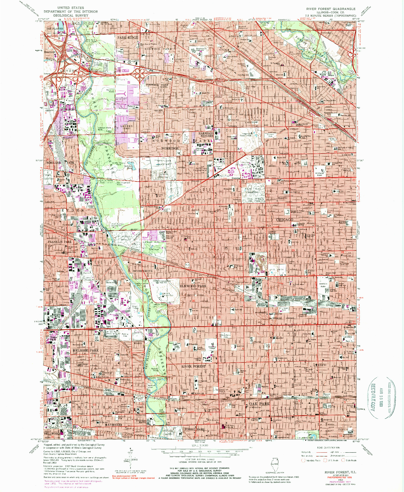 USGS 1:24000-SCALE QUADRANGLE FOR RIVER FOREST, IL 1963