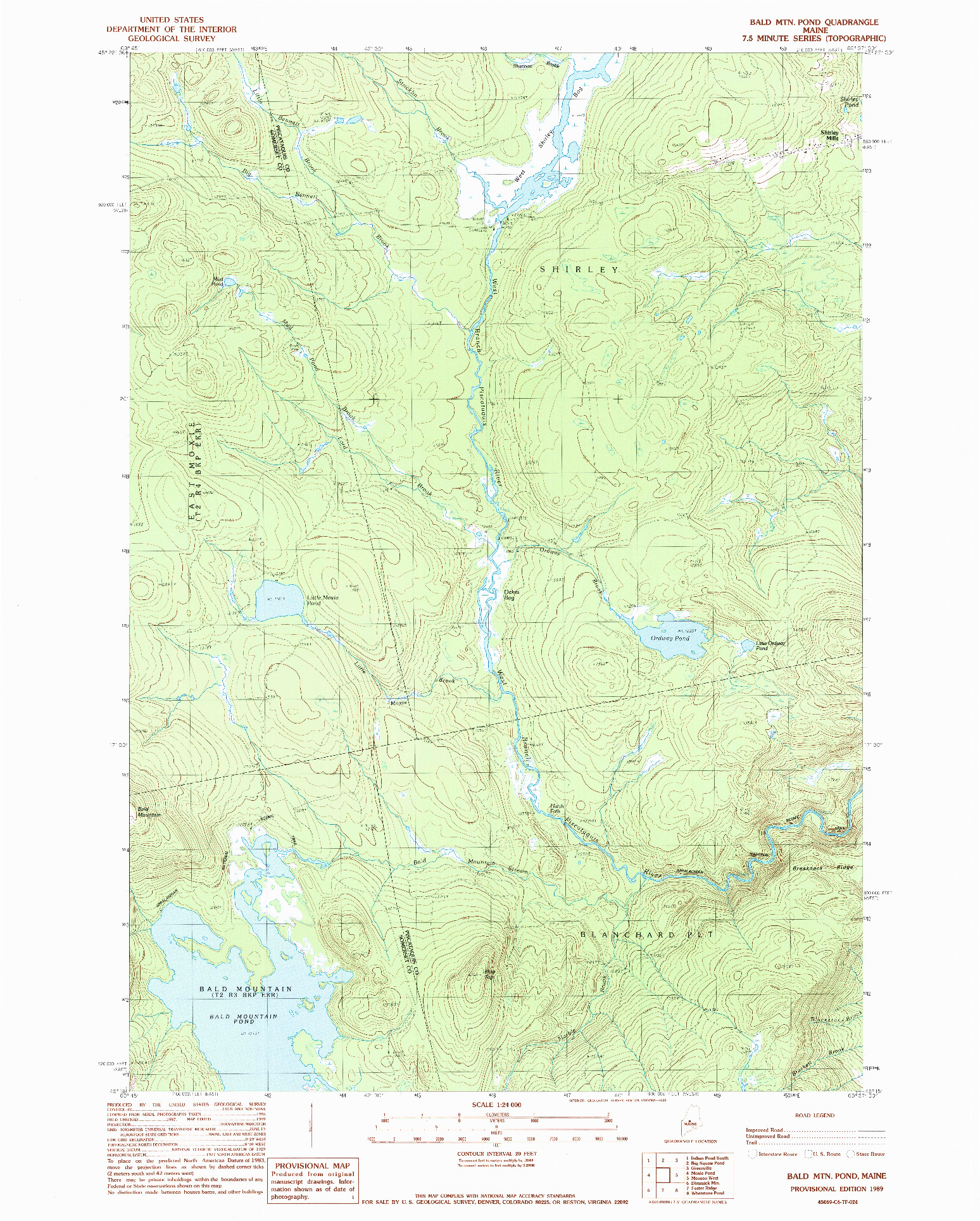 USGS 1:24000-SCALE QUADRANGLE FOR BALD MTN POND, ME 1989