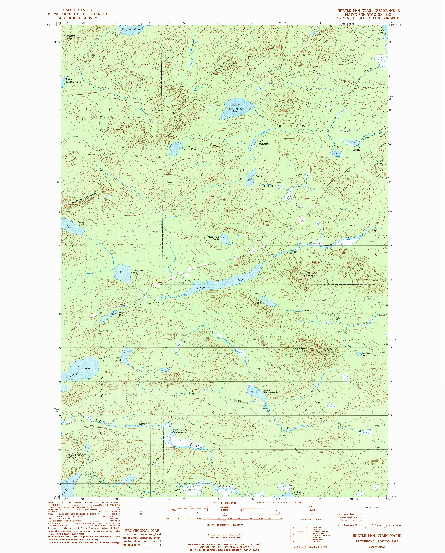 USGS 1:24000-SCALE QUADRANGLE FOR BEETLE MOUNTAIN, ME 1989