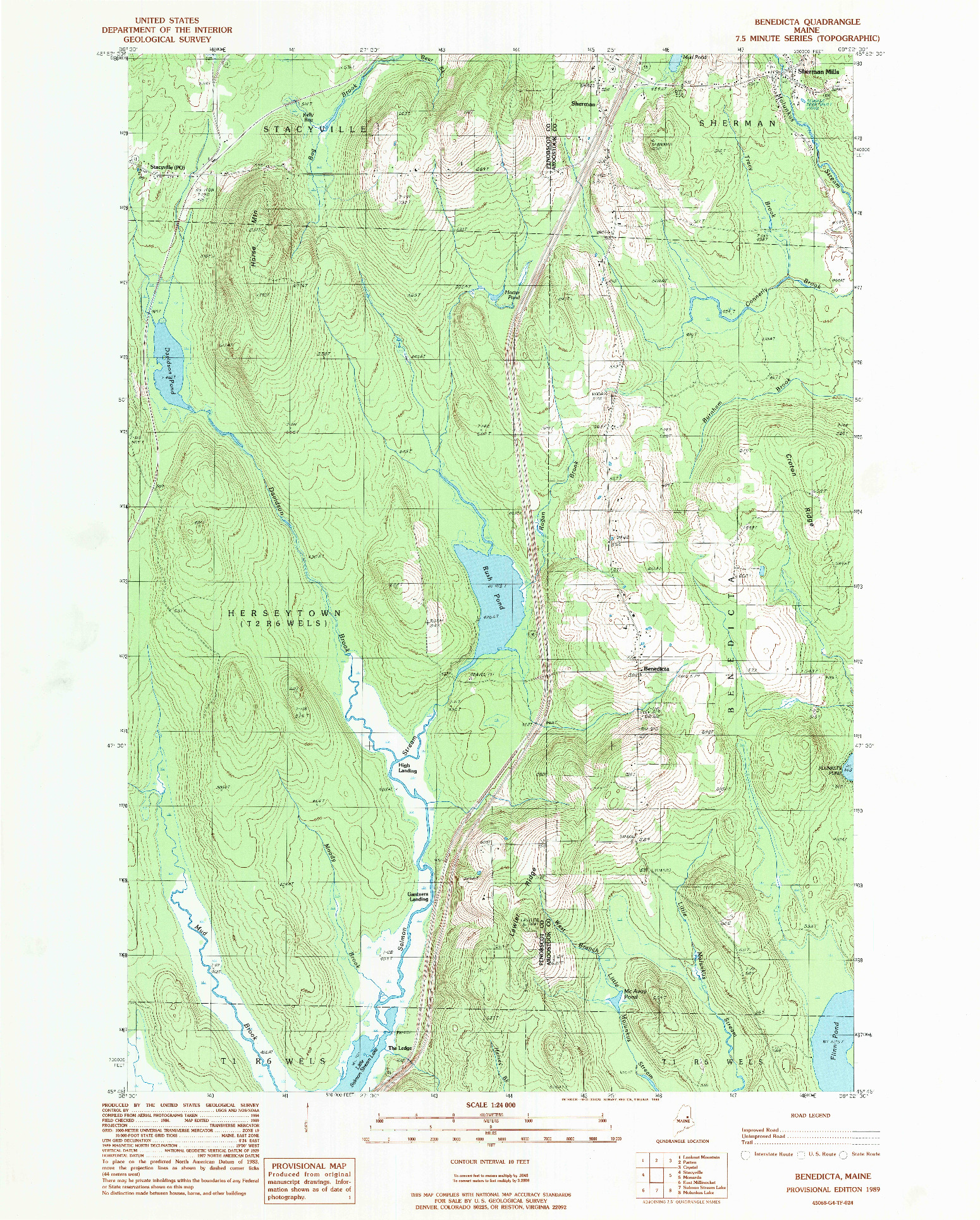 USGS 1:24000-SCALE QUADRANGLE FOR BENEDICTA, ME 1989