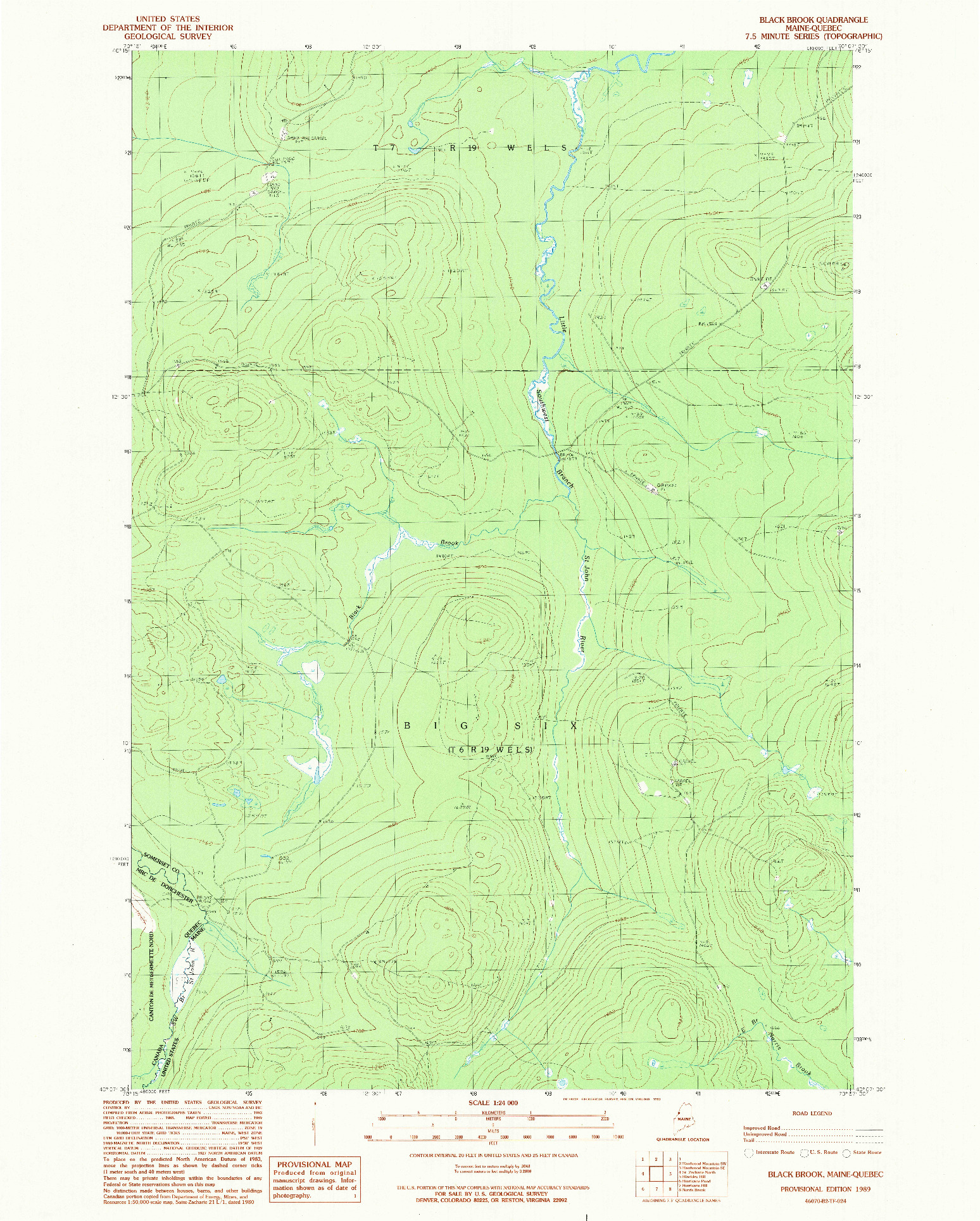 USGS 1:24000-SCALE QUADRANGLE FOR BLACK BROOK, ME 1989