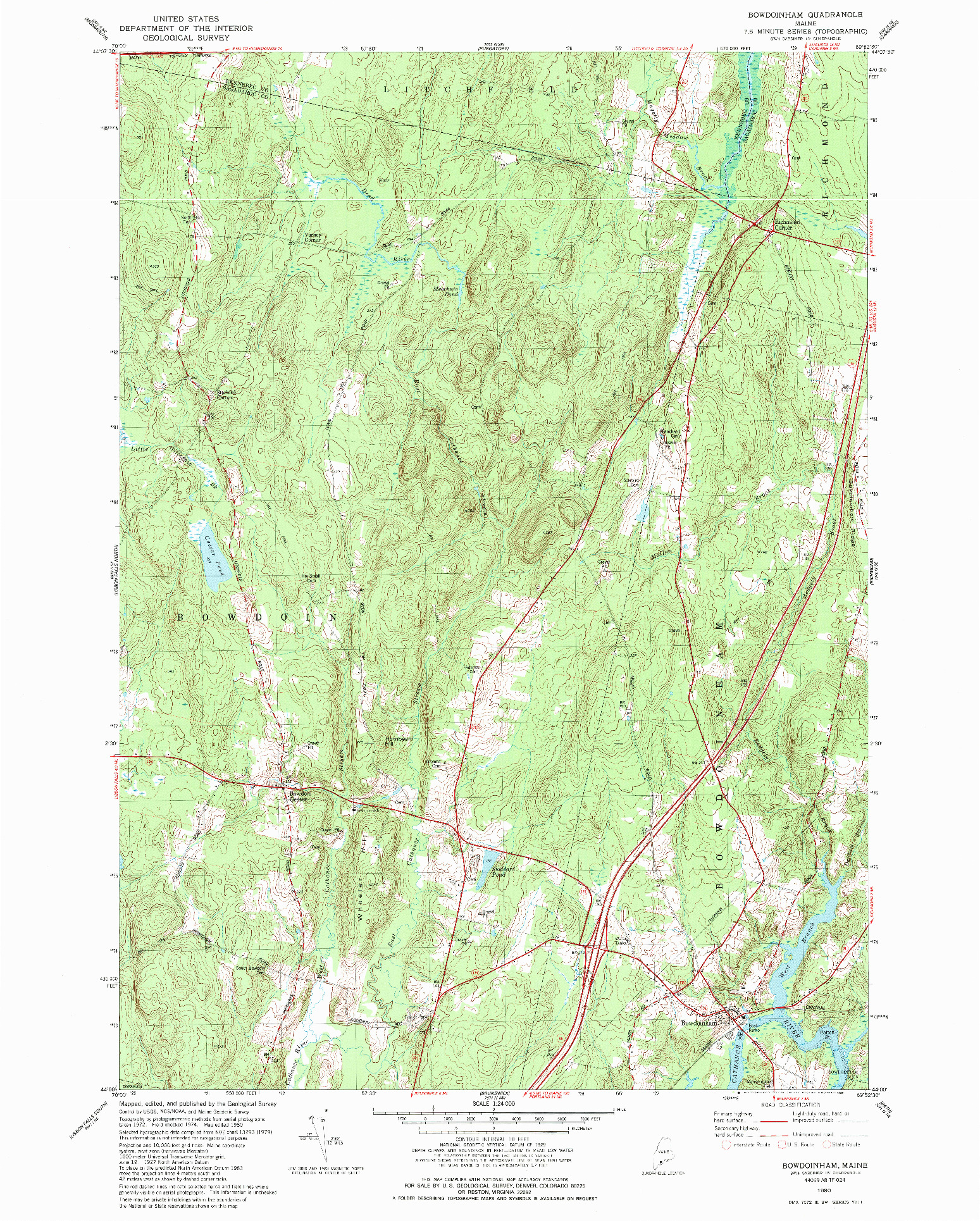 USGS 1:24000-SCALE QUADRANGLE FOR BOWDOINHAM, ME 1980