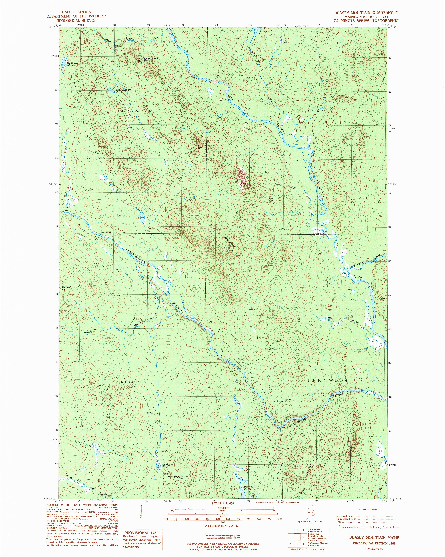 USGS 1:24000-SCALE QUADRANGLE FOR DEAXSEY MOUNTAIN, ME 1989
