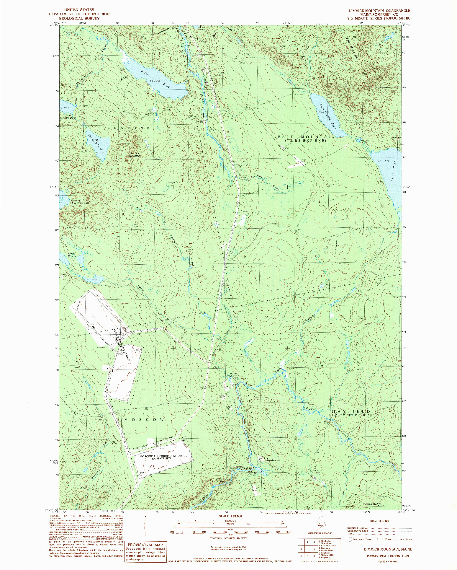 USGS 1:24000-SCALE QUADRANGLE FOR DIMMICK MOUNTAIN, ME 1989