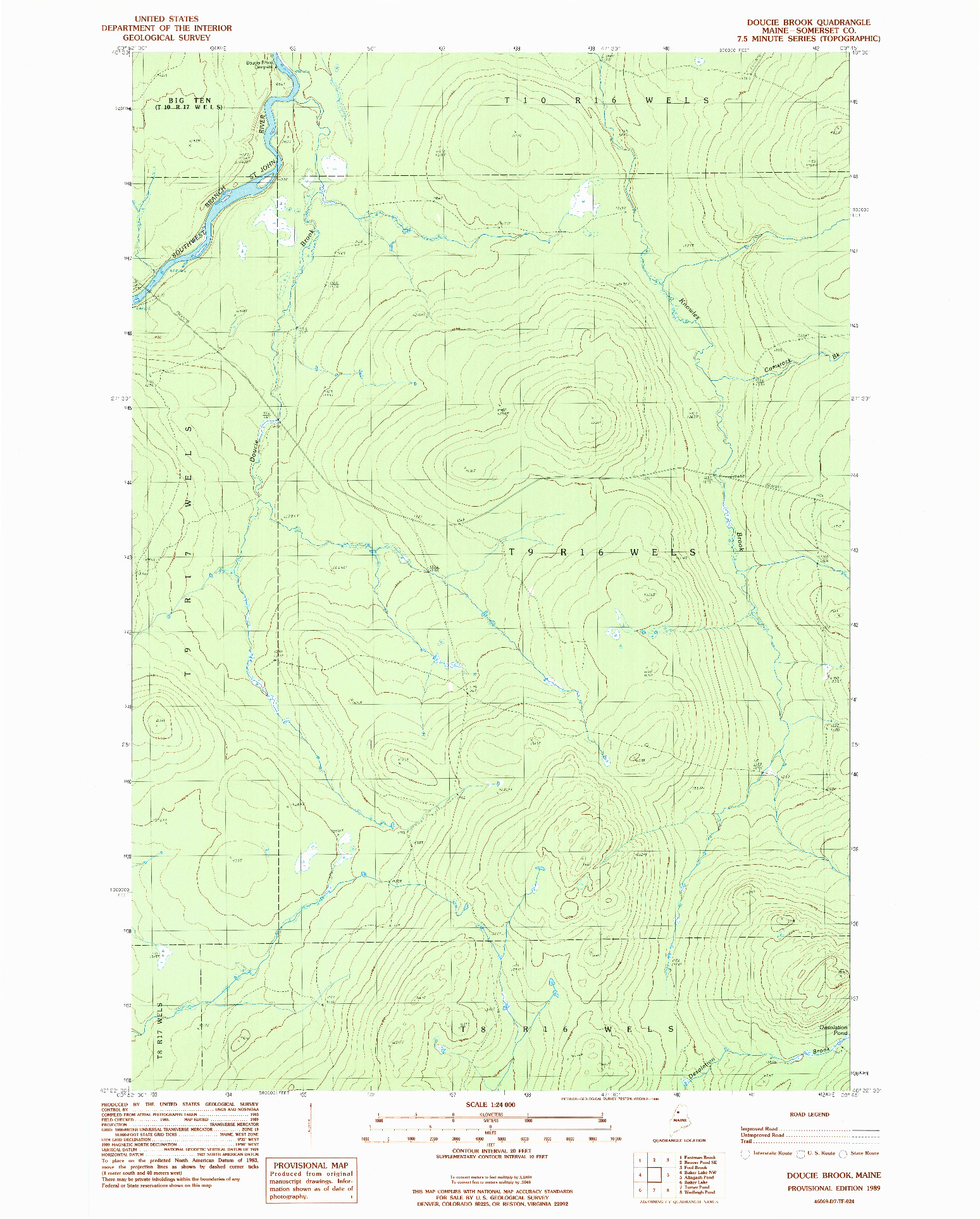 USGS 1:24000-SCALE QUADRANGLE FOR DOUCIE BROOK, ME 1989