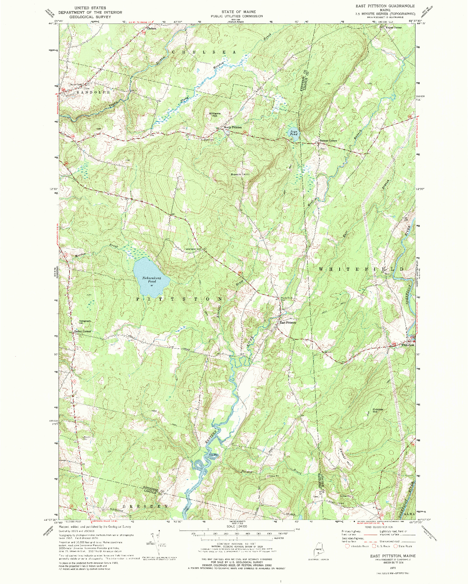 USGS 1:24000-SCALE QUADRANGLE FOR EAST PITTSTON, ME 1970