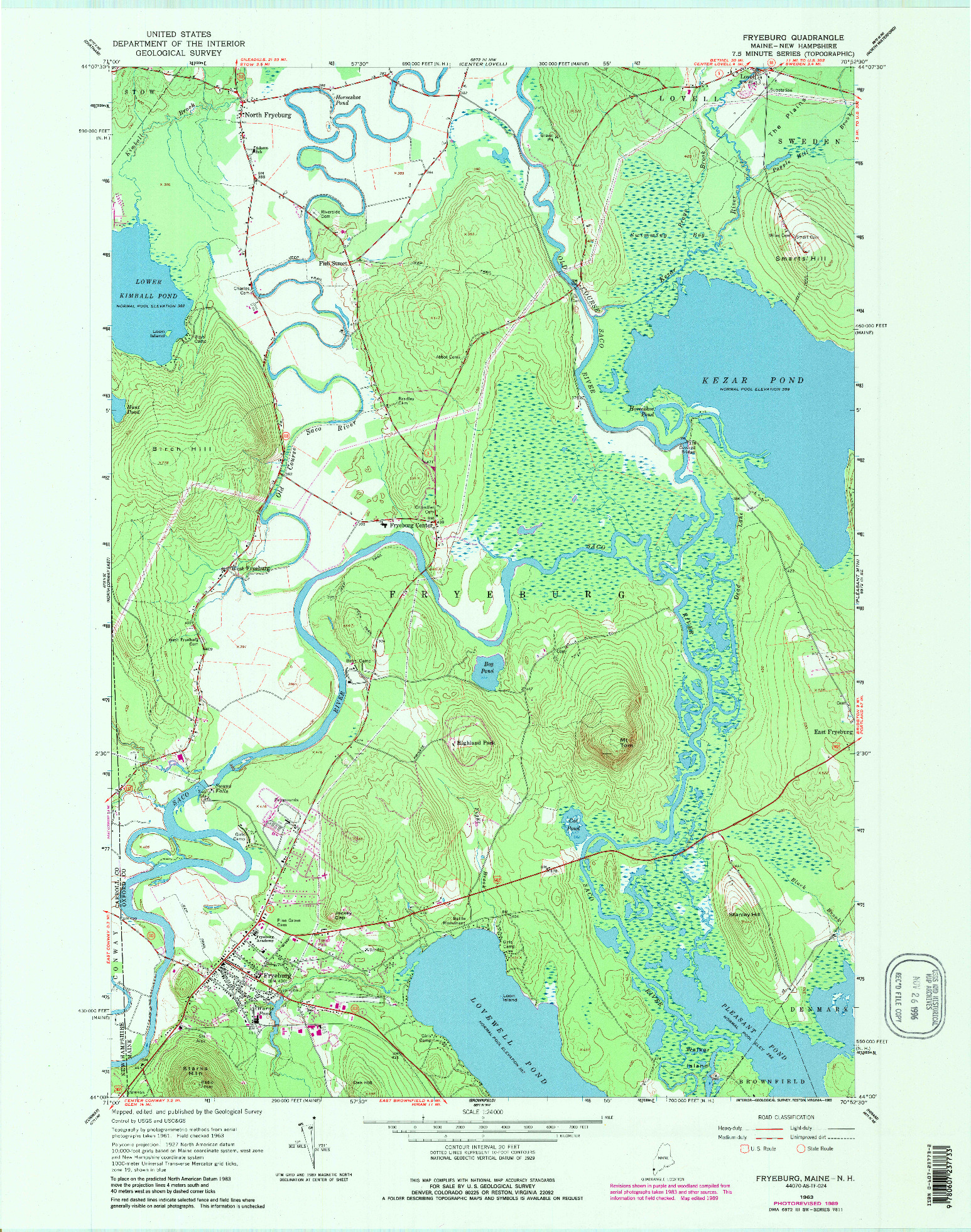 USGS 1:24000-SCALE QUADRANGLE FOR FRYEBURG, ME 1963