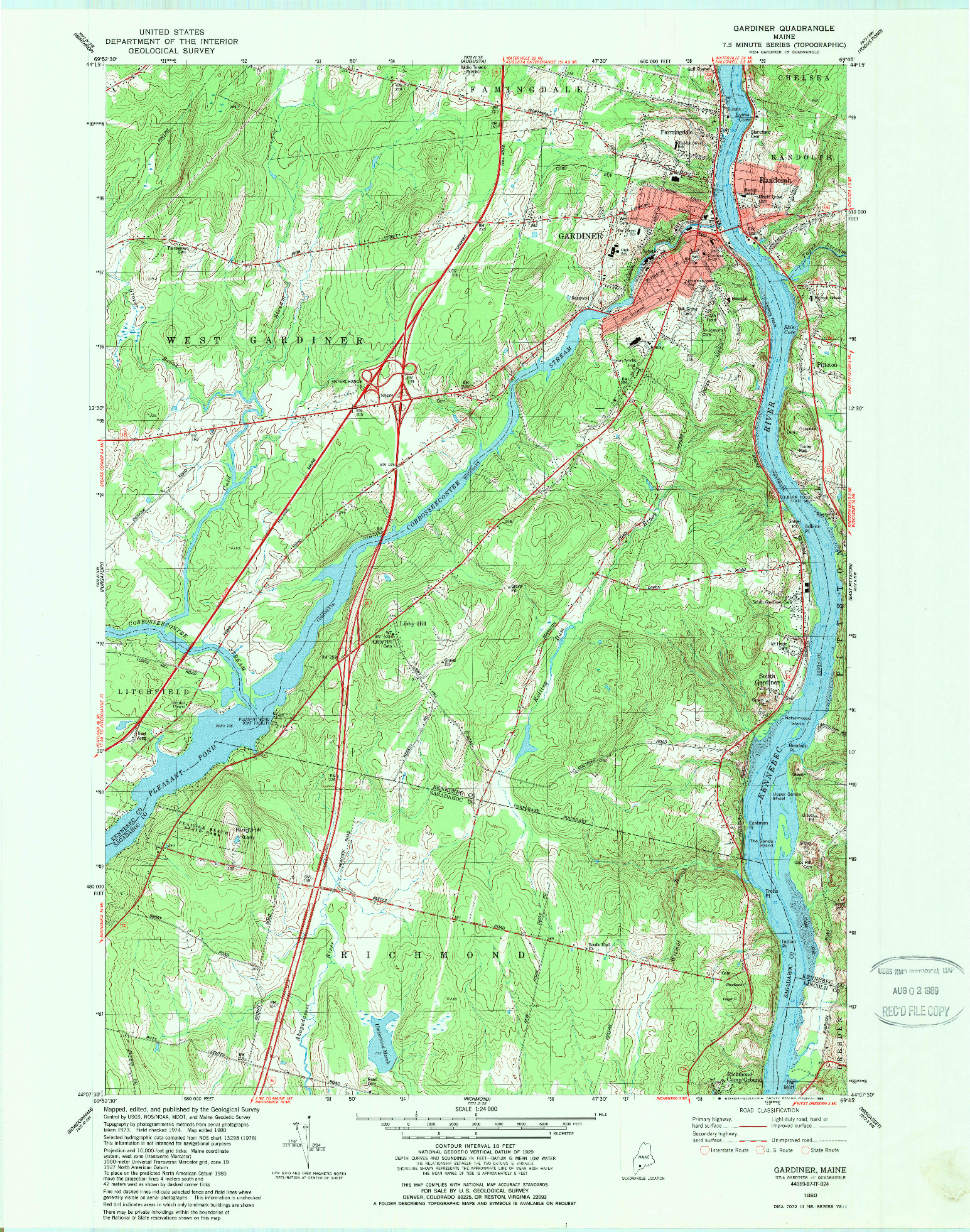 USGS 1:24000-SCALE QUADRANGLE FOR GARDINER, ME 1980