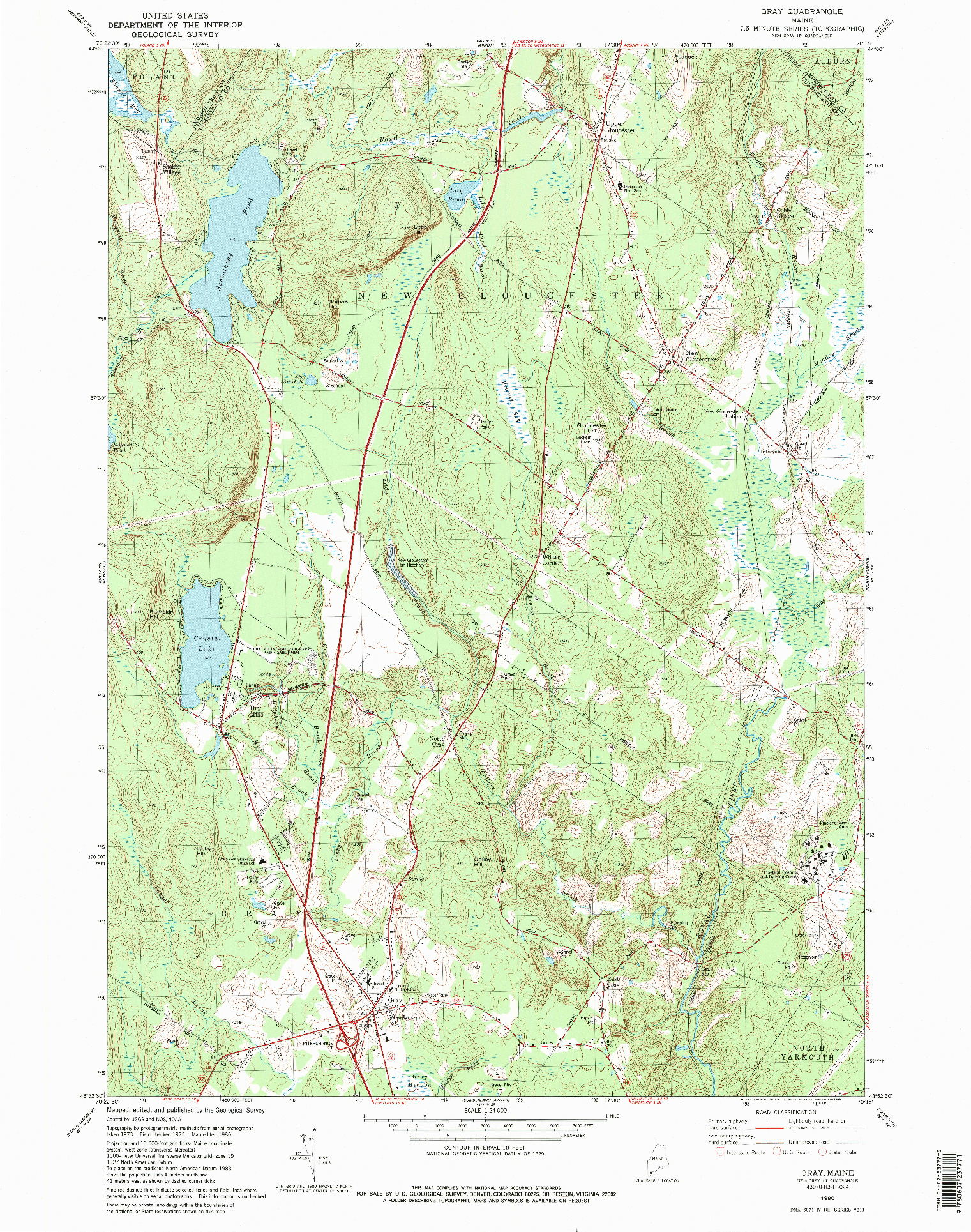 USGS 1:24000-SCALE QUADRANGLE FOR GRAY, ME 1980