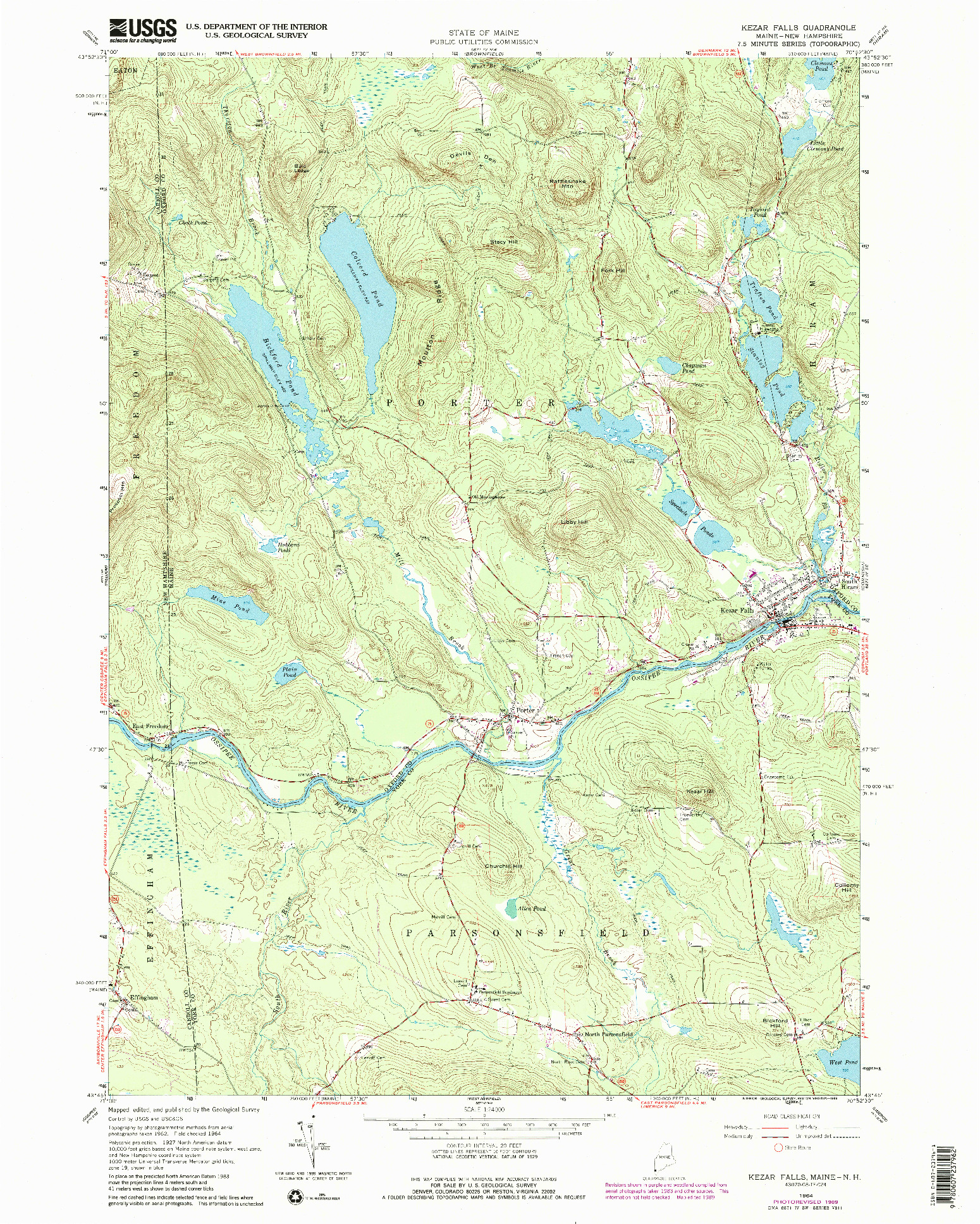 USGS 1:24000-SCALE QUADRANGLE FOR KEZAR FALLS, ME 1964