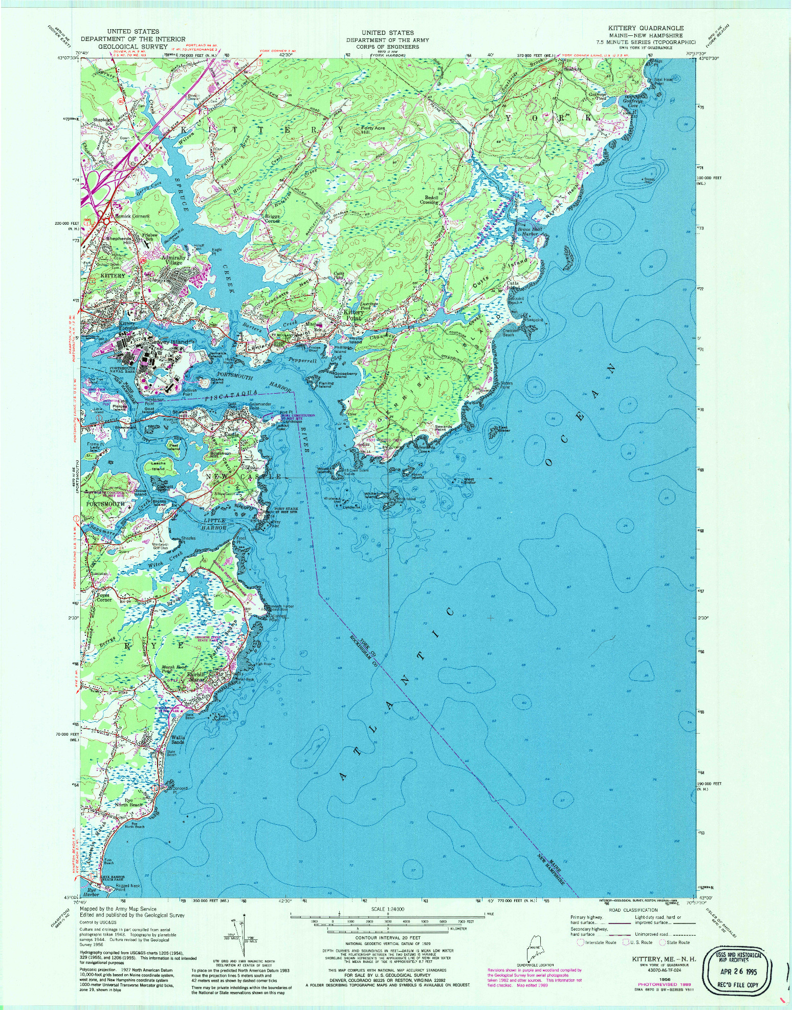 USGS 1:24000-SCALE QUADRANGLE FOR KITTERY, ME 1956