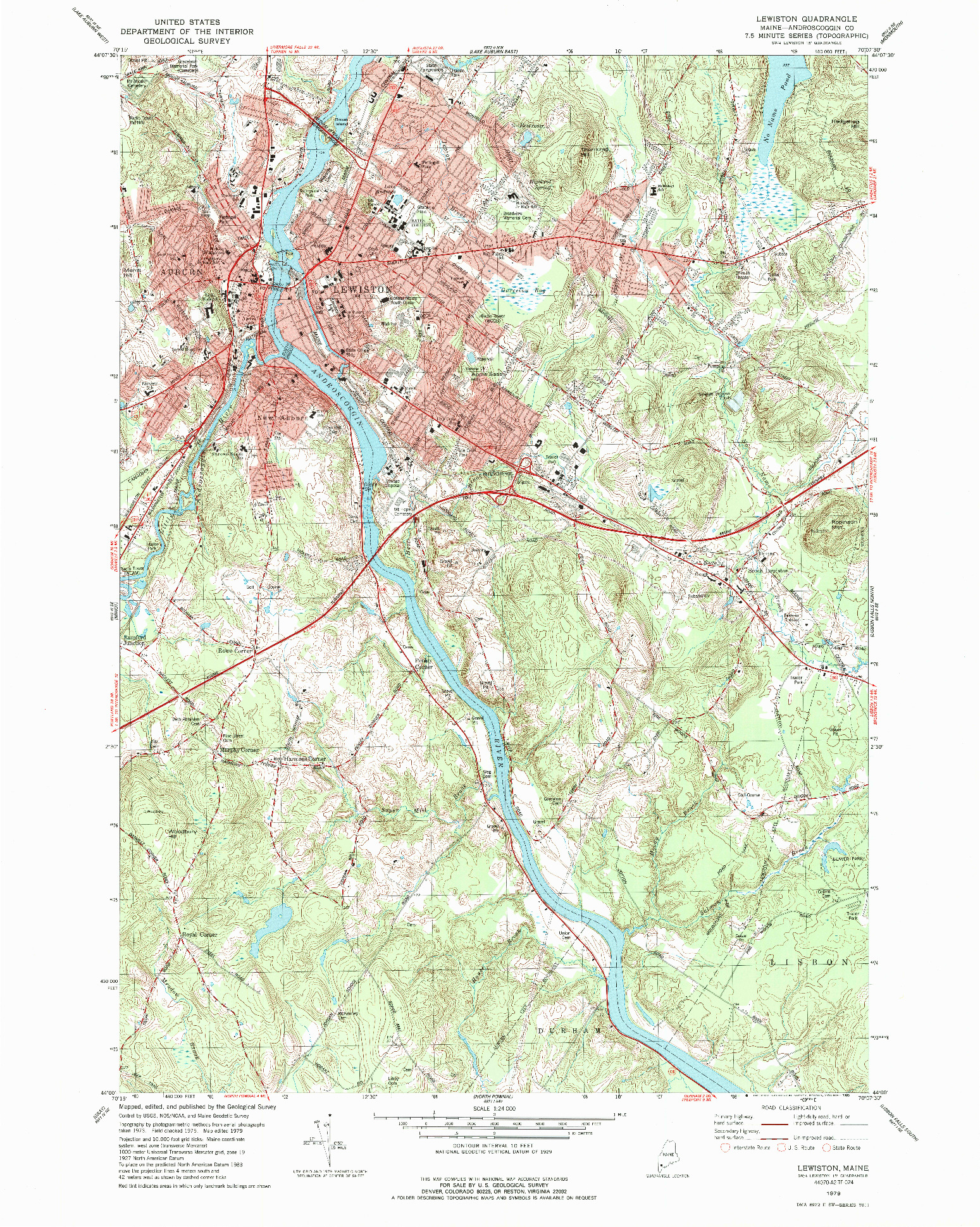 USGS 1:24000-SCALE QUADRANGLE FOR LEWISTON, ME 1979