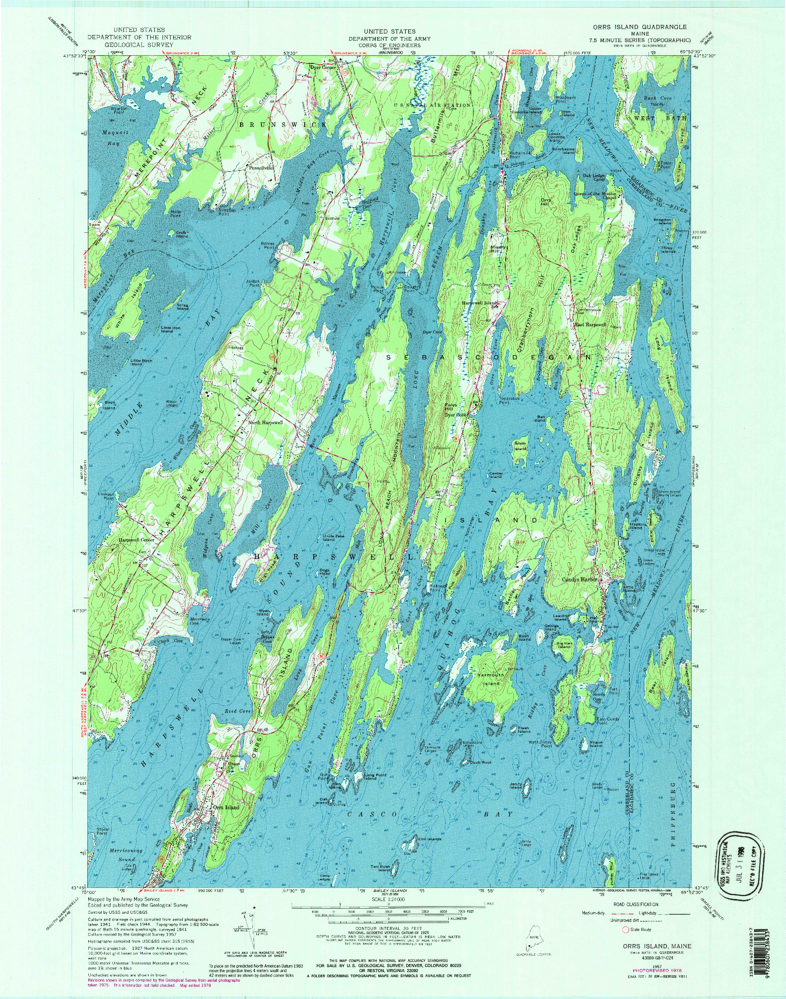 USGS 1:24000-SCALE QUADRANGLE FOR ORRS ISLAND, ME 1957