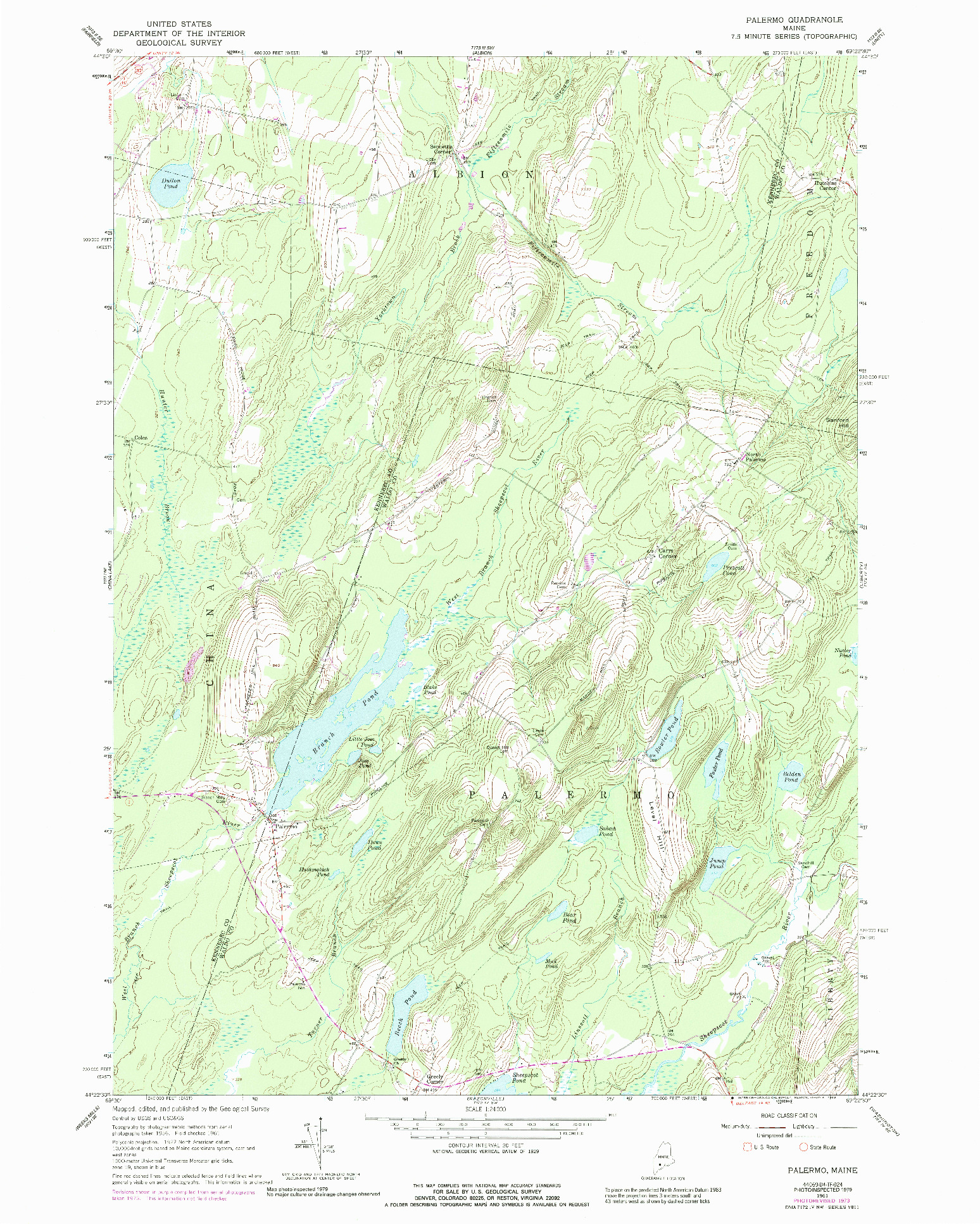 USGS 1:24000-SCALE QUADRANGLE FOR PALERMO, ME 1961