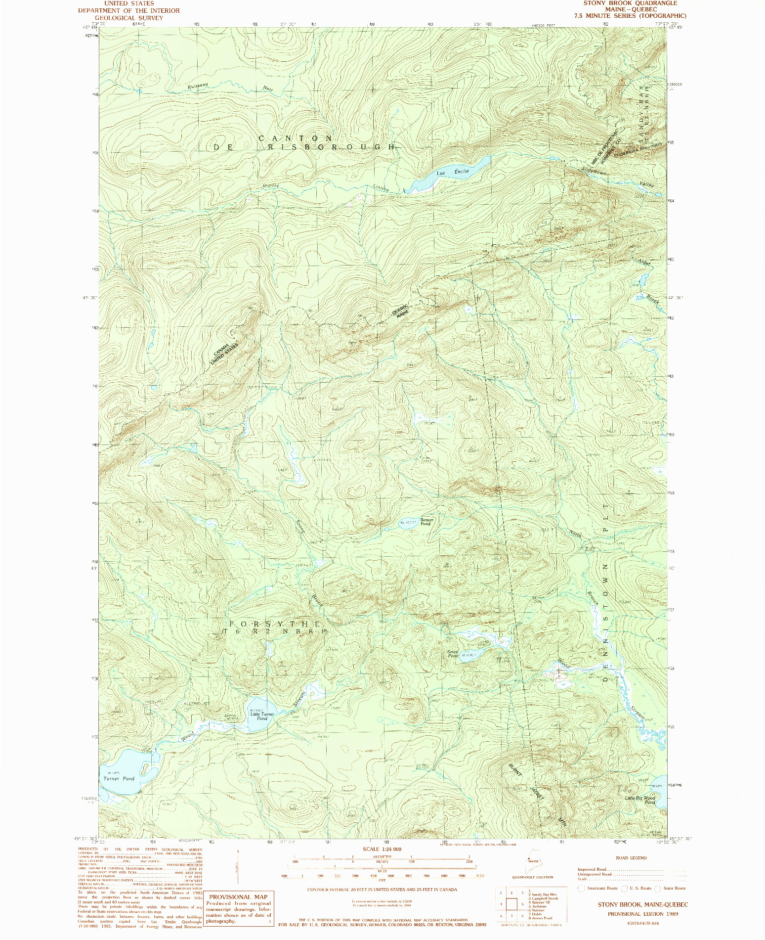 USGS 1:24000-SCALE QUADRANGLE FOR STONY BROOK, ME 1989