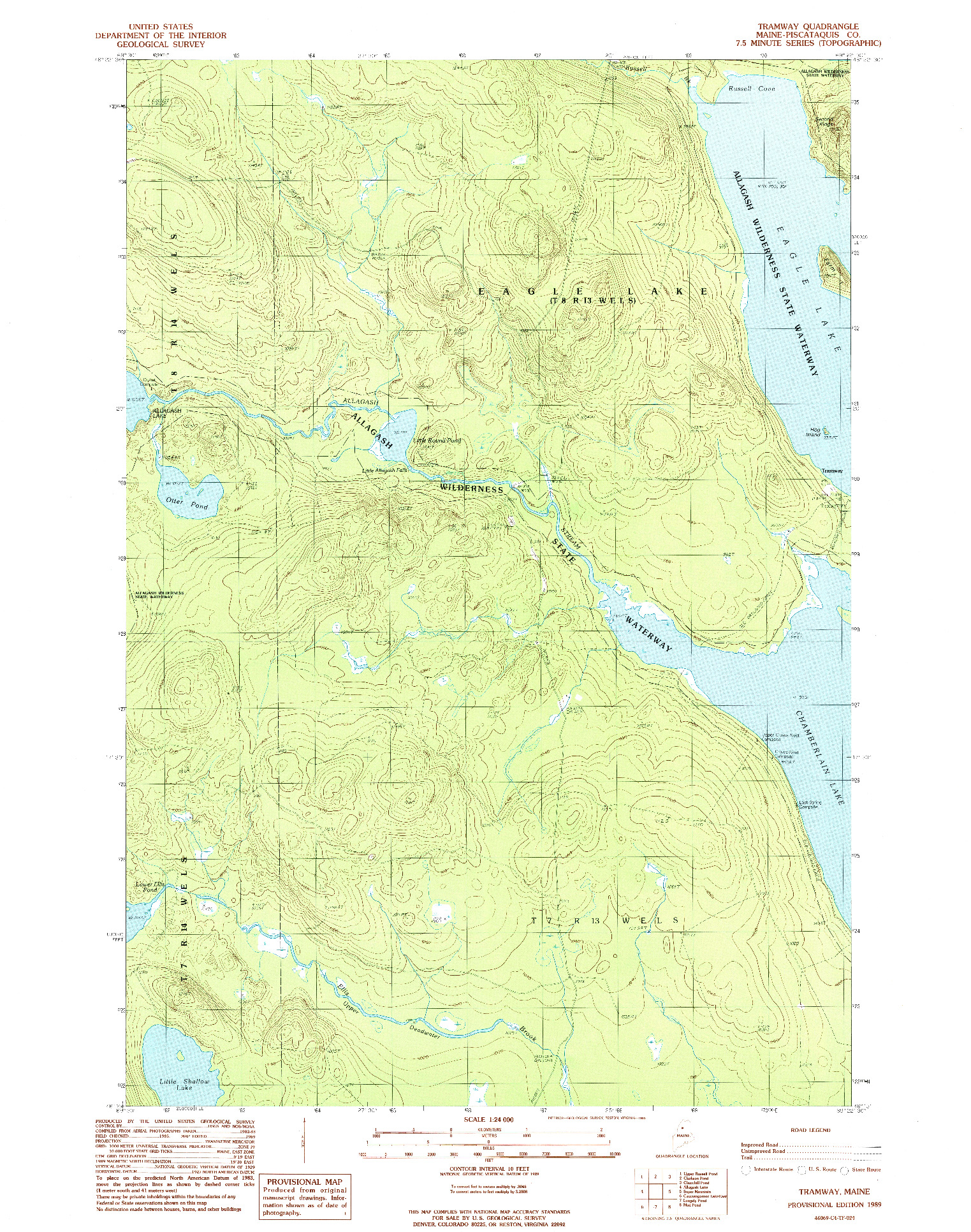 USGS 1:24000-SCALE QUADRANGLE FOR TRAMWAY, ME 1989