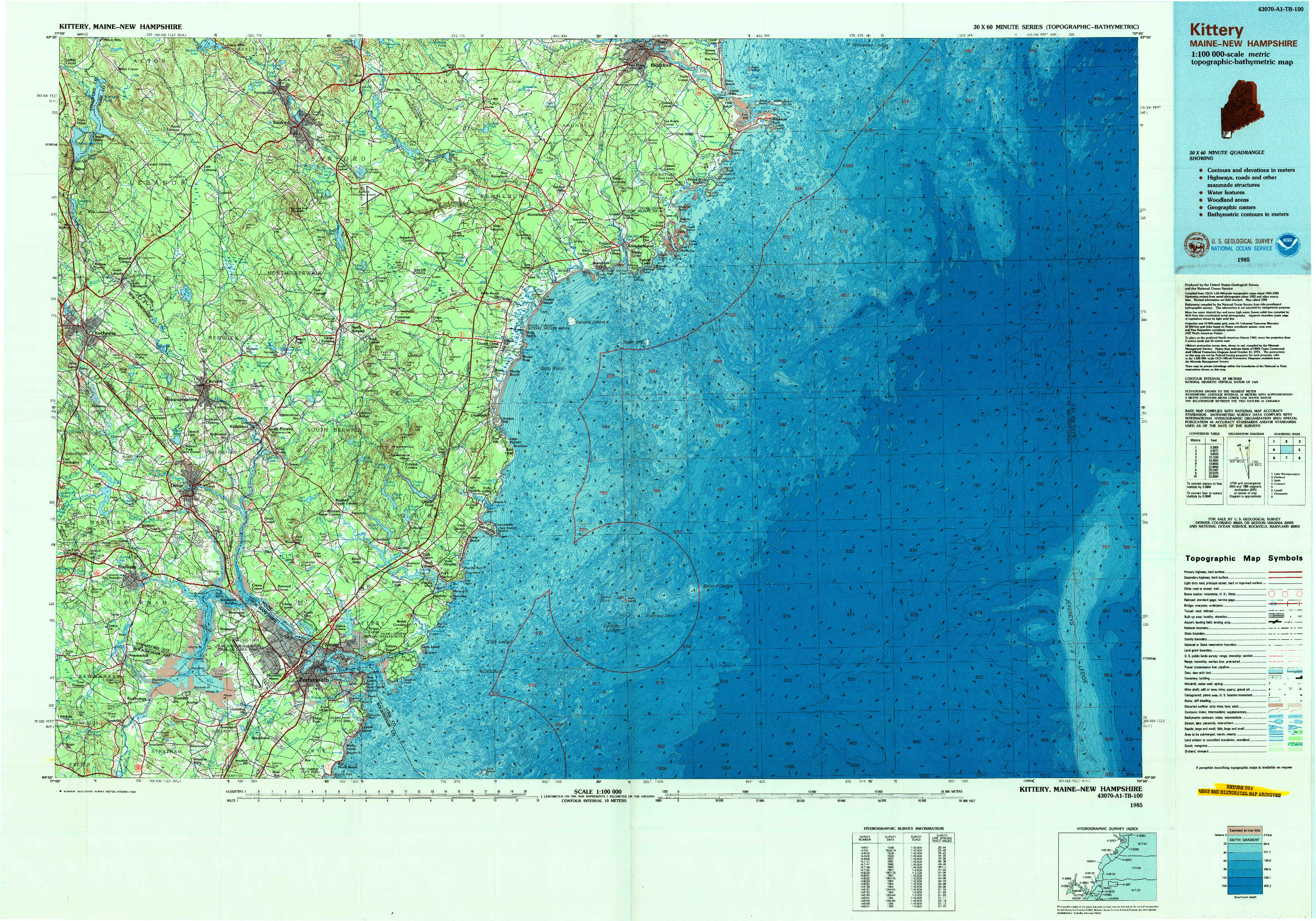 USGS 1:100000-SCALE QUADRANGLE FOR KITTERY, ME 1985