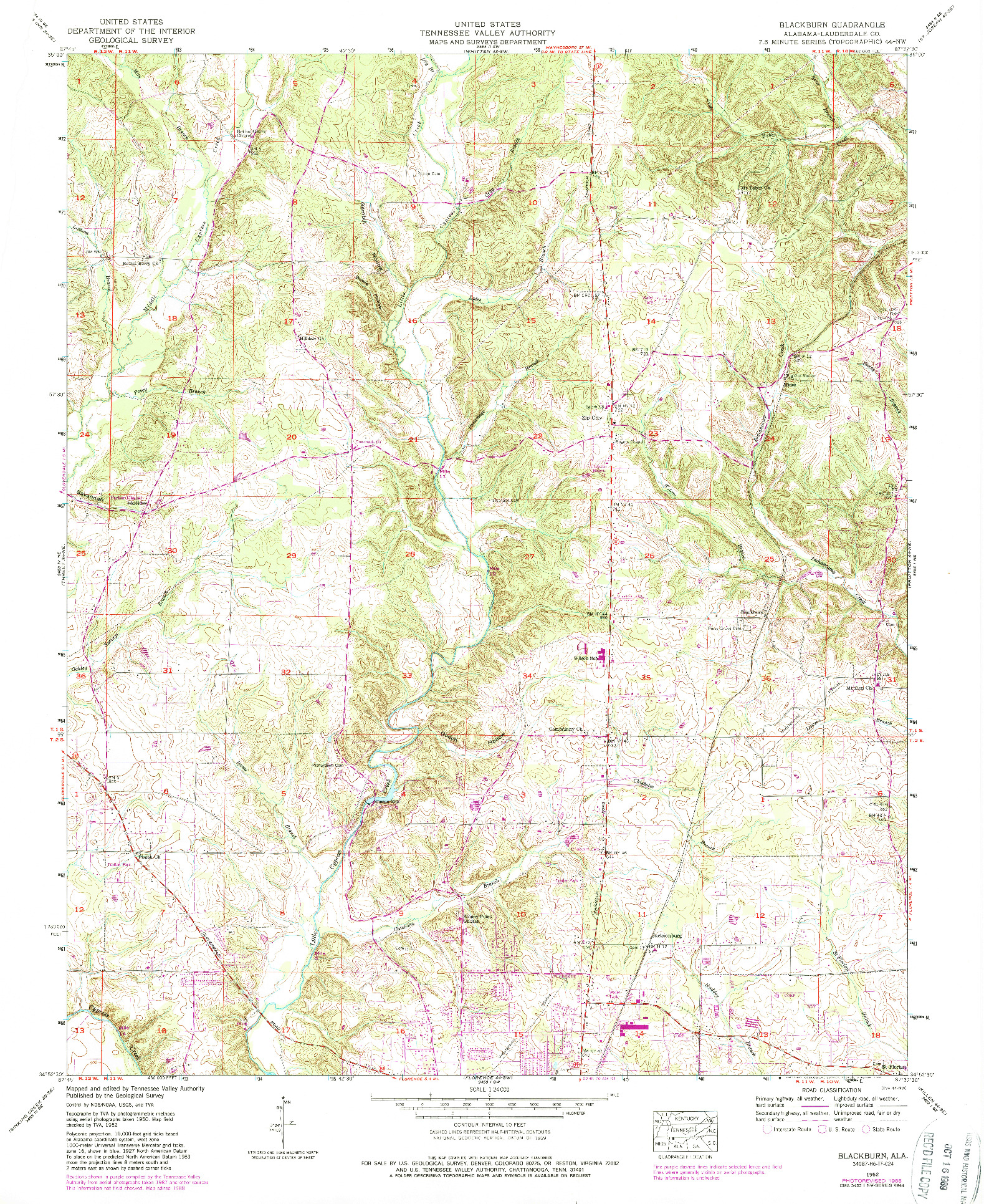 USGS 1:24000-SCALE QUADRANGLE FOR BLACKBURN, AL 1952