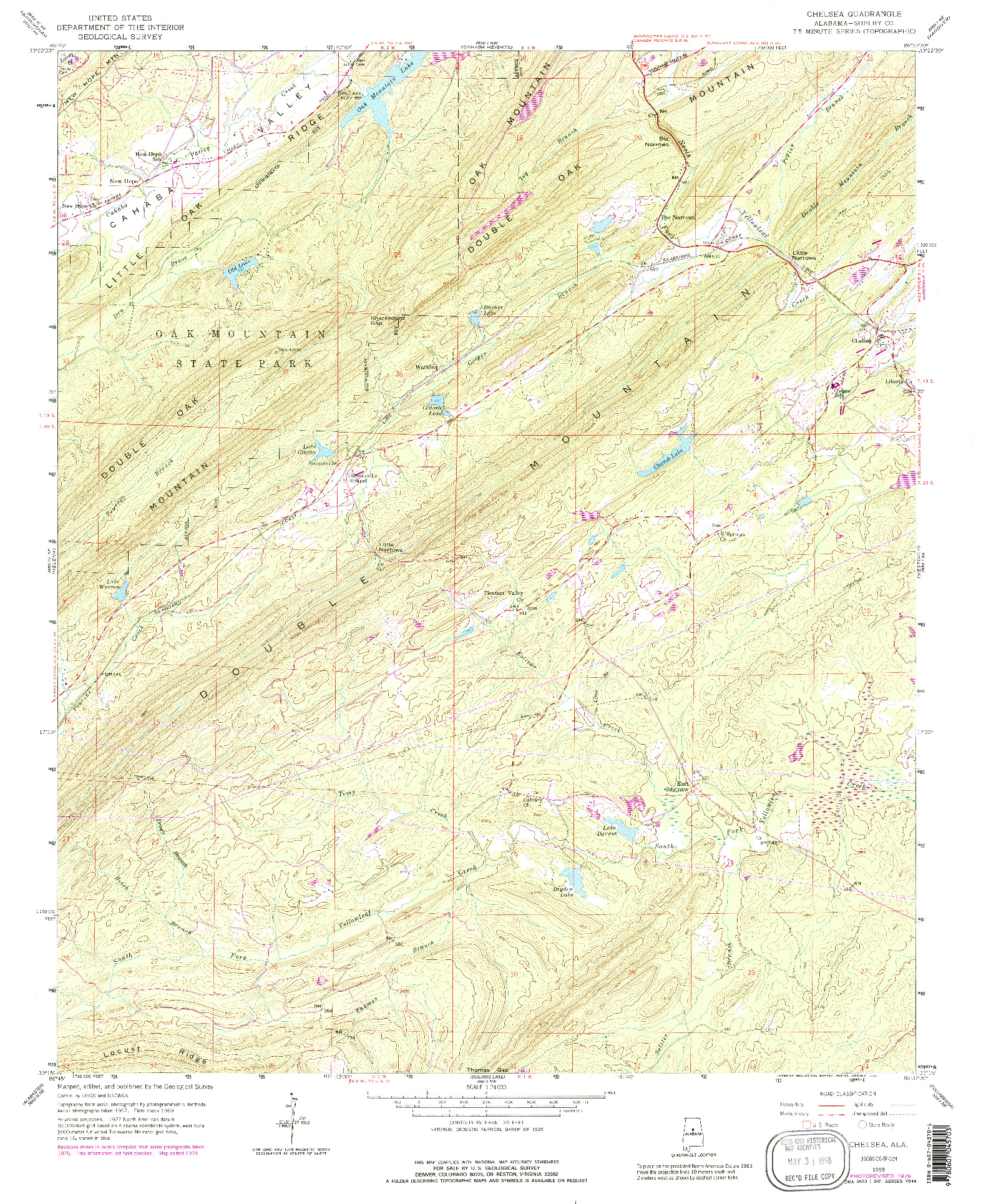 USGS 1:24000-SCALE QUADRANGLE FOR CHELSEA, AL 1959