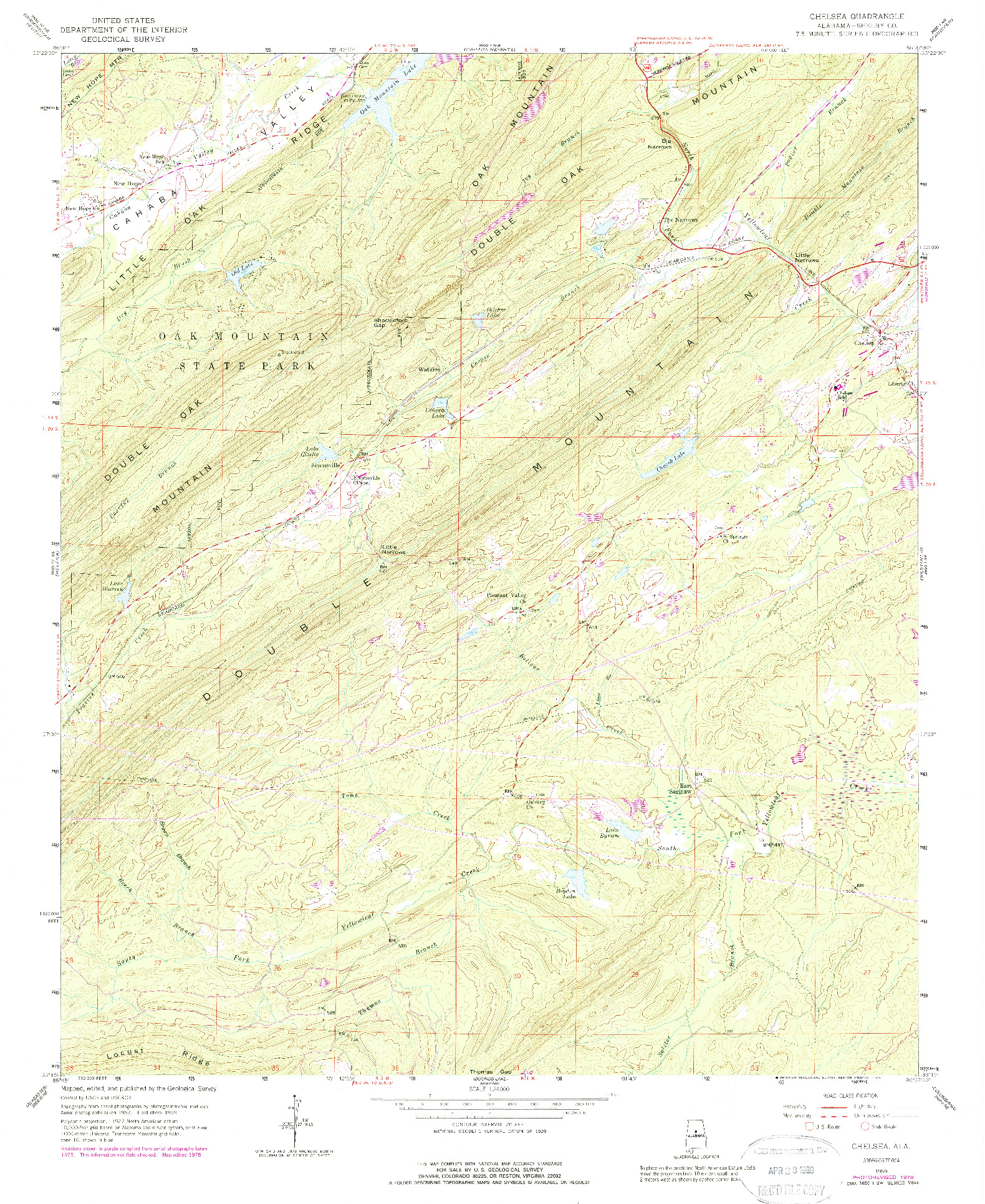 USGS 1:24000-SCALE QUADRANGLE FOR CHELSEA, AL 1959