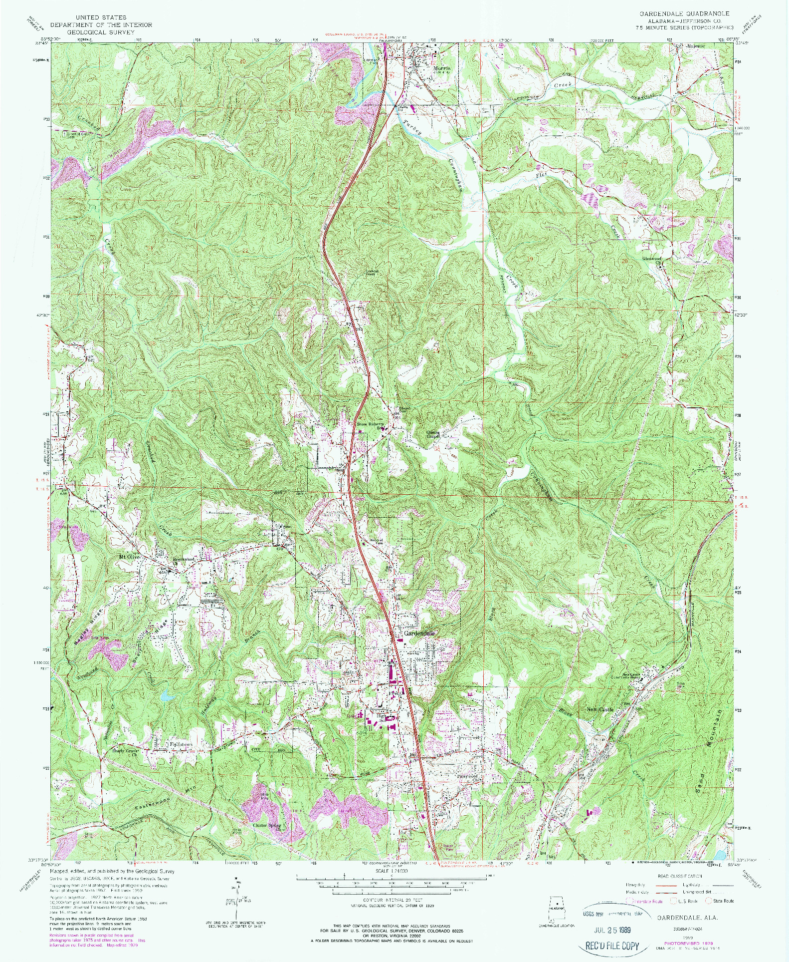 USGS 1:24000-SCALE QUADRANGLE FOR GARDENDALE, AL 1959