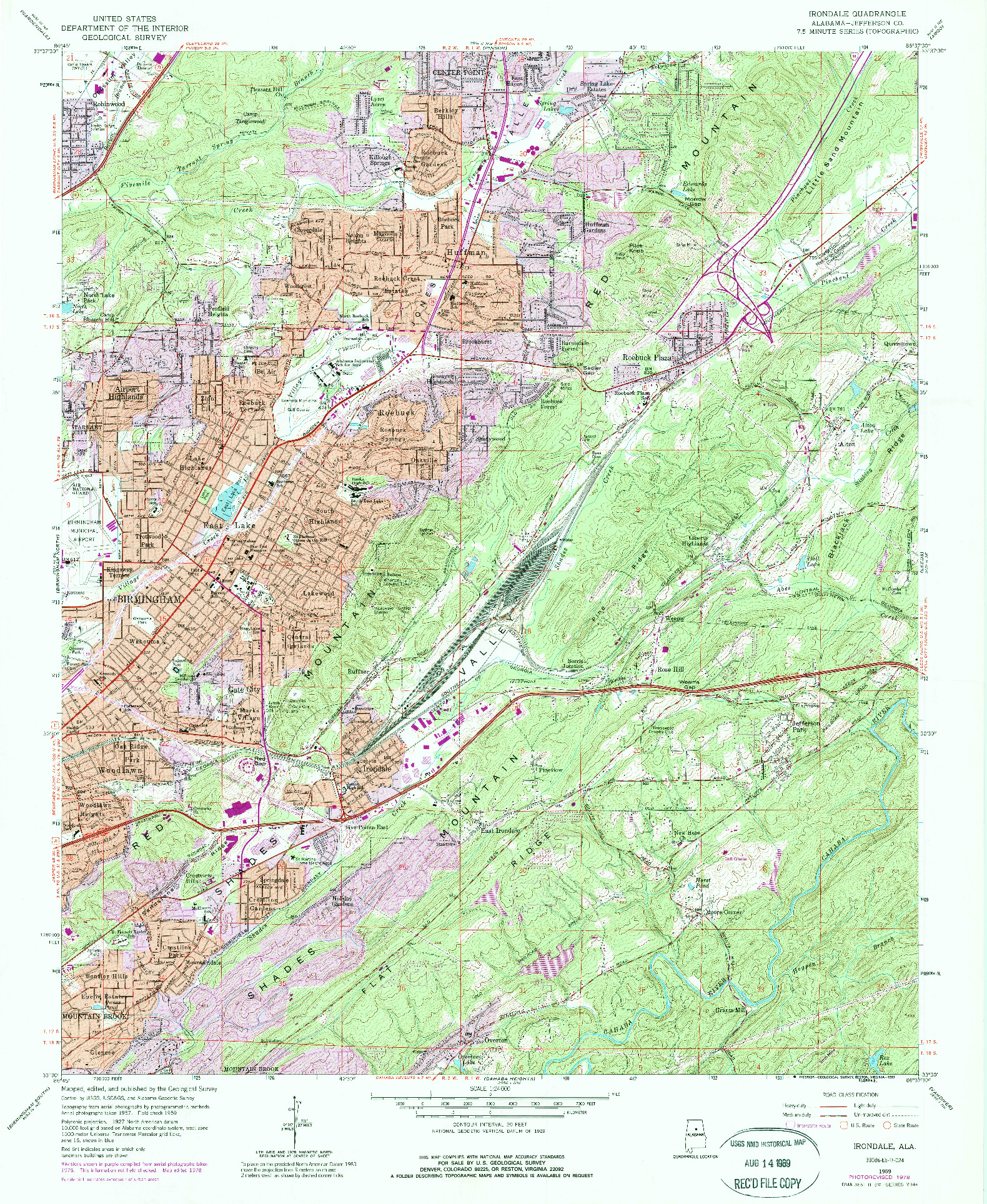 USGS 1:24000-SCALE QUADRANGLE FOR IRONDALE, AL 1959