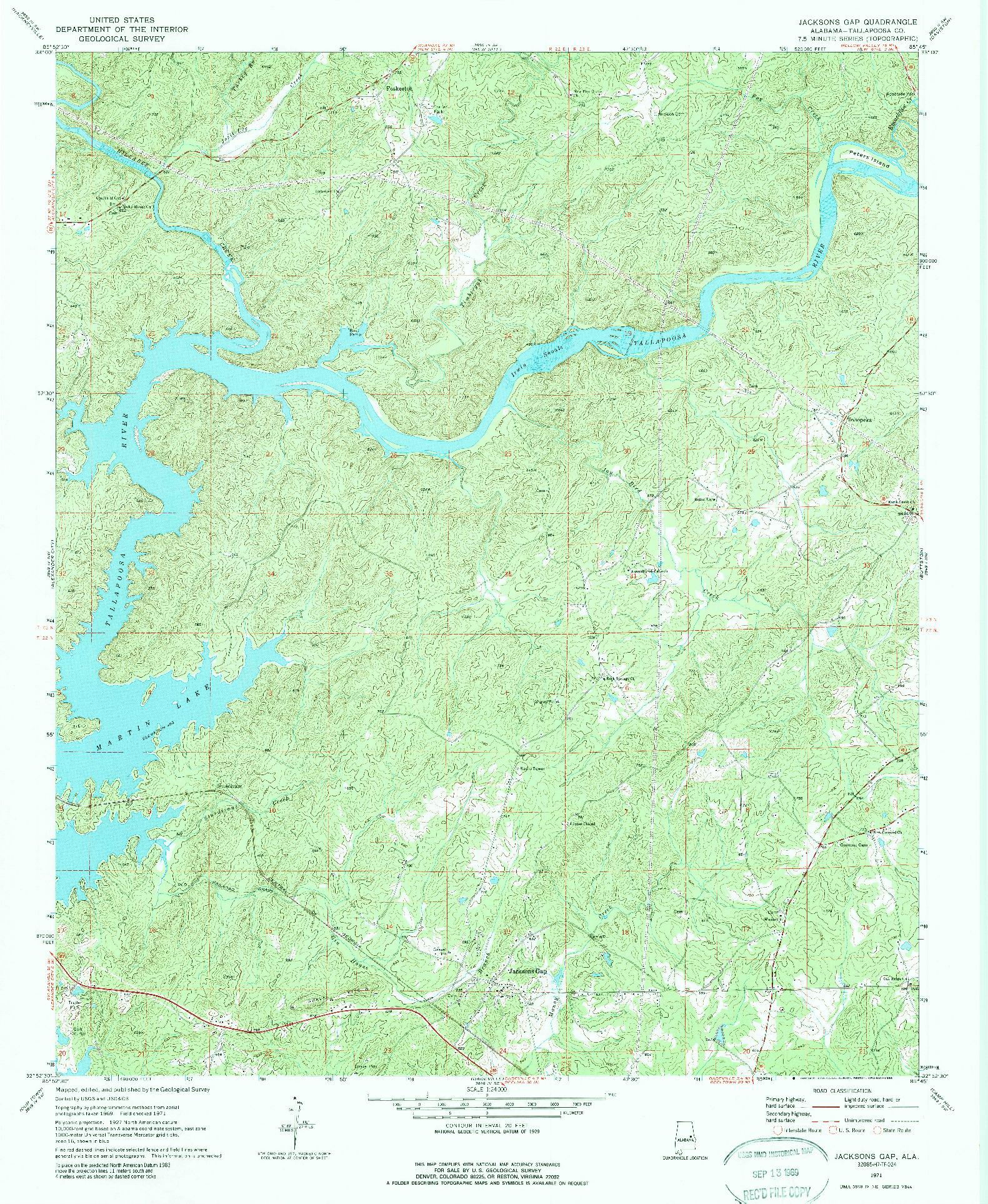 USGS 1:24000-SCALE QUADRANGLE FOR JACKSONS GAP, AL 1971