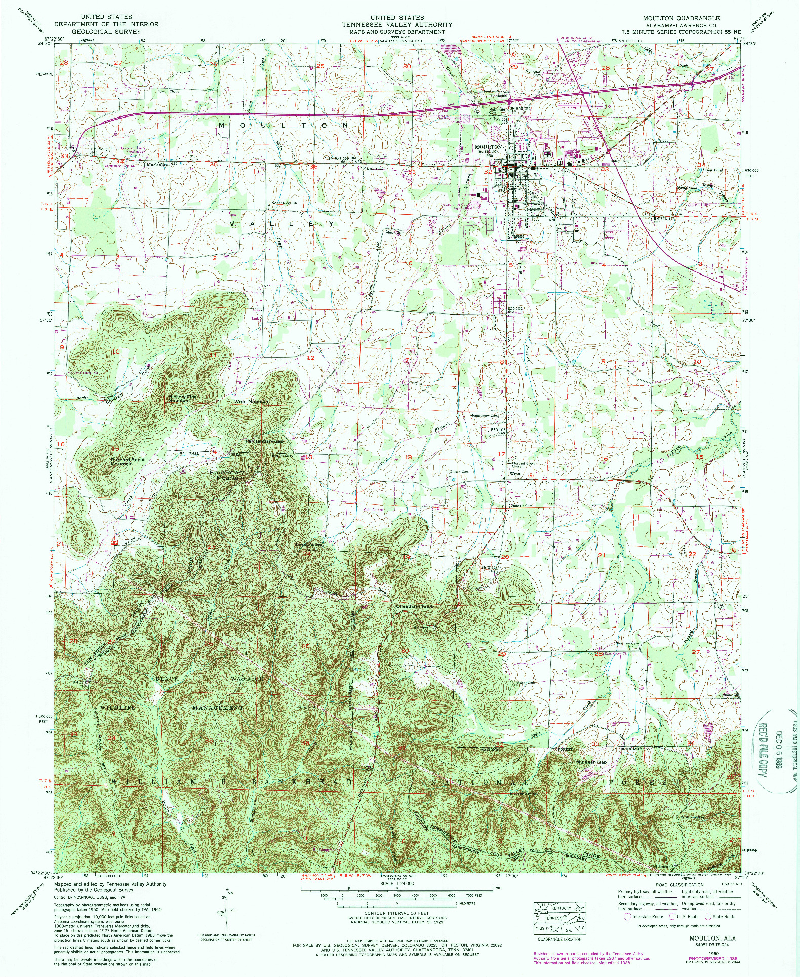 USGS 1:24000-SCALE QUADRANGLE FOR MOULTON, AL 1960