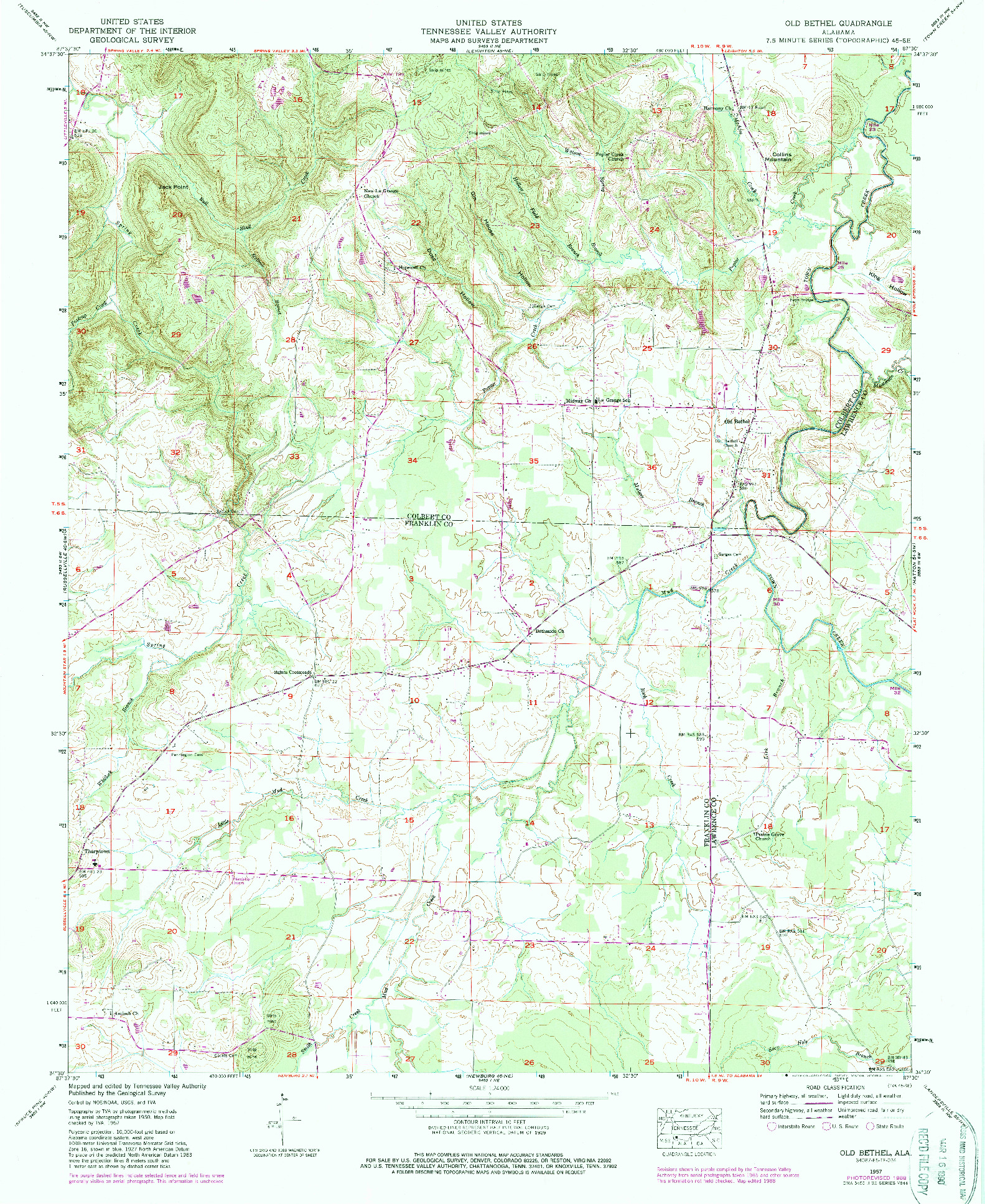 USGS 1:24000-SCALE QUADRANGLE FOR OLD BETHEL, AL 1957