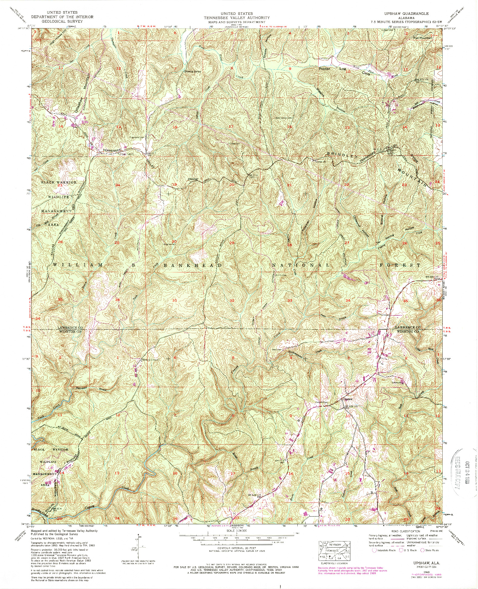 USGS 1:24000-SCALE QUADRANGLE FOR UPSHAW, AL 1960