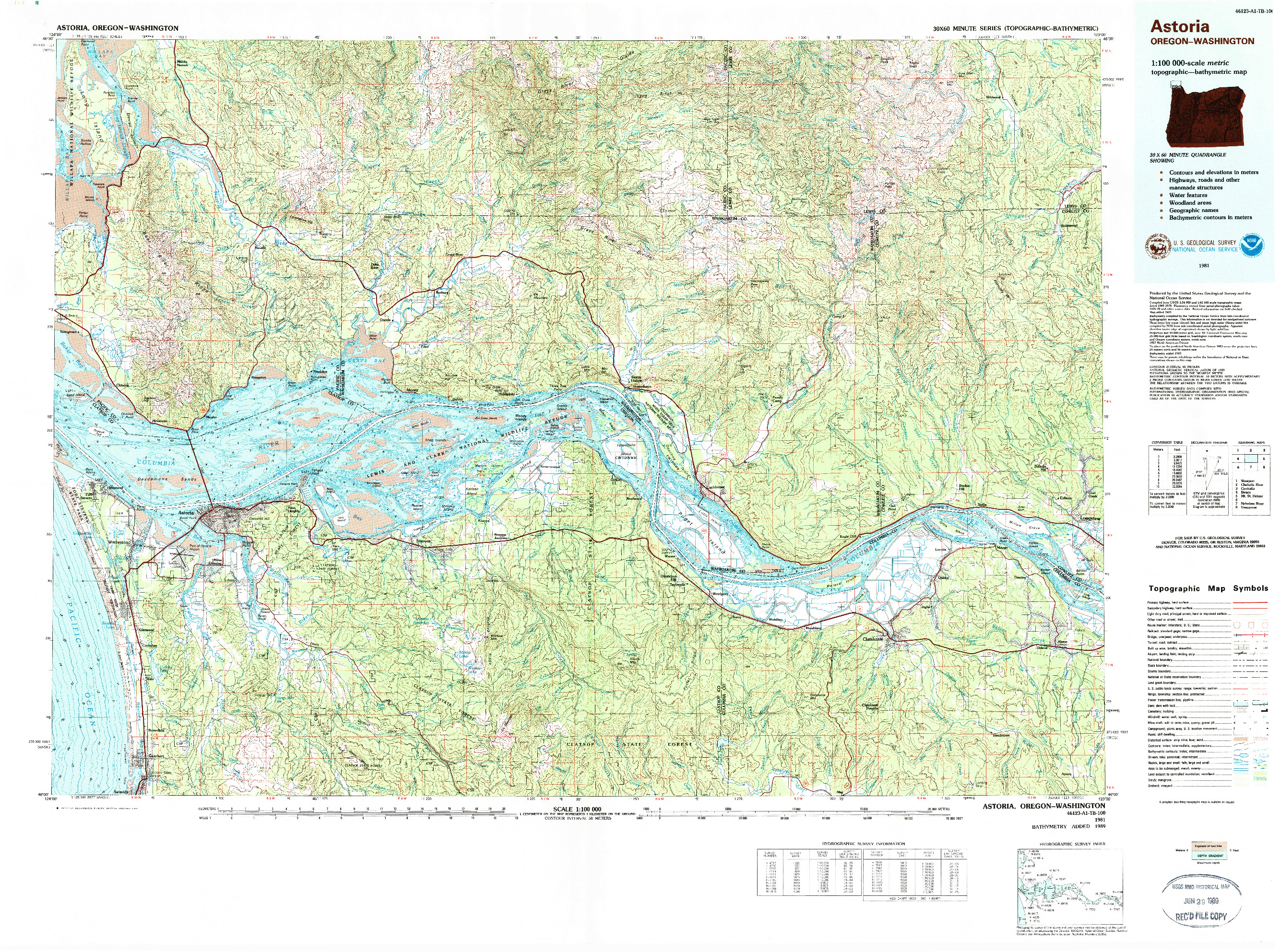 USGS 1:100000-SCALE QUADRANGLE FOR ASTORIA, OR 1981