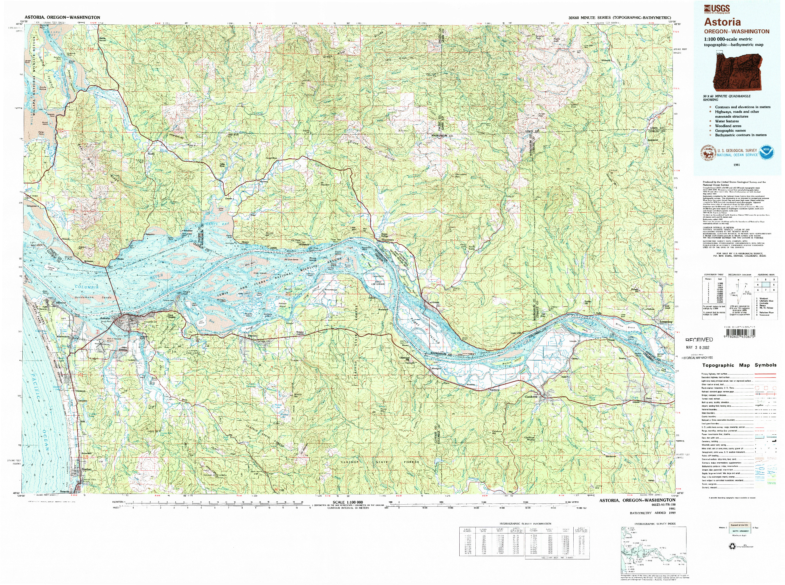 USGS 1:100000-SCALE QUADRANGLE FOR ASTORIA, OR 1981