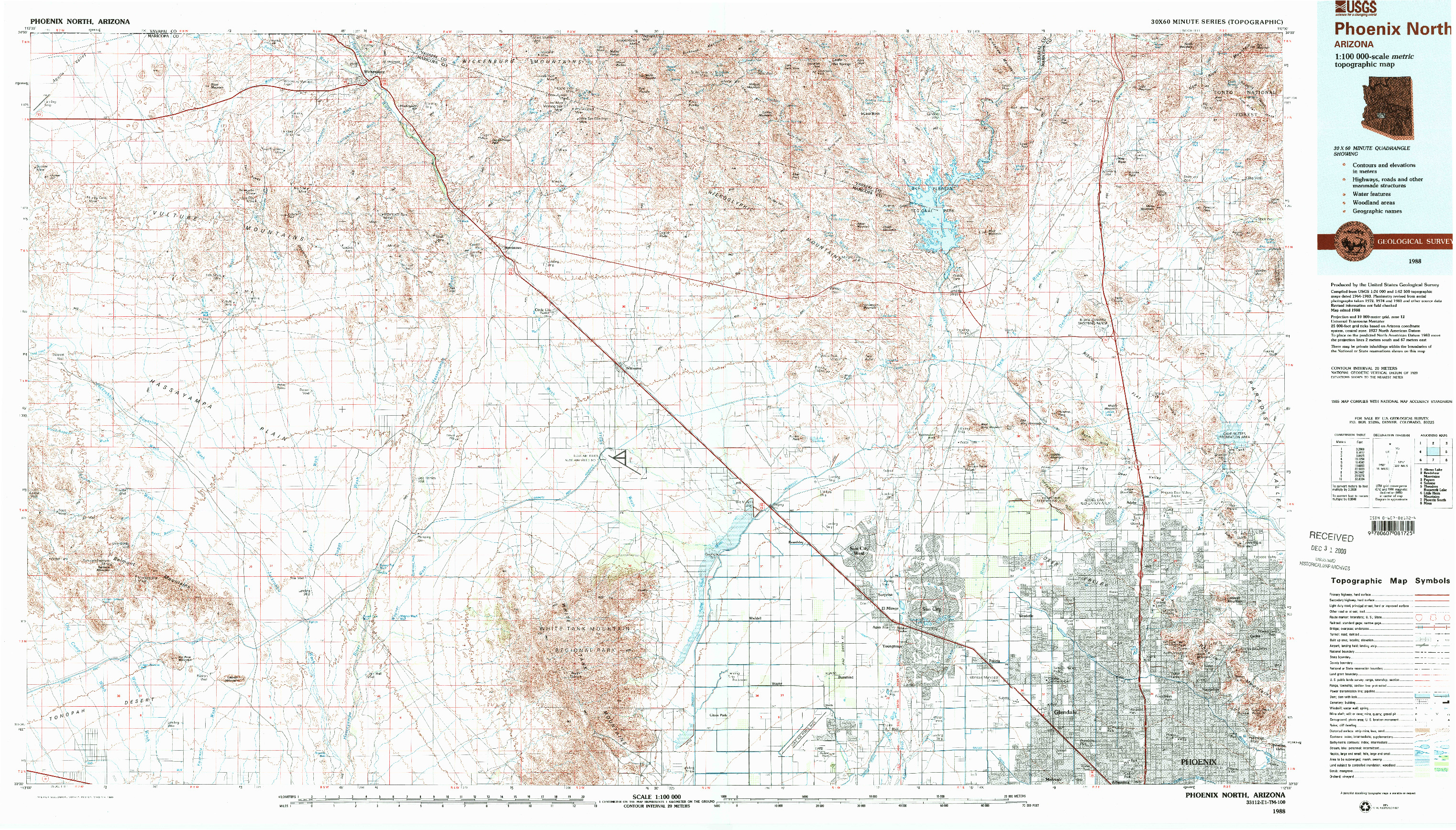 USGS 1:100000-SCALE QUADRANGLE FOR PHOENIX NORTH, AZ 1988