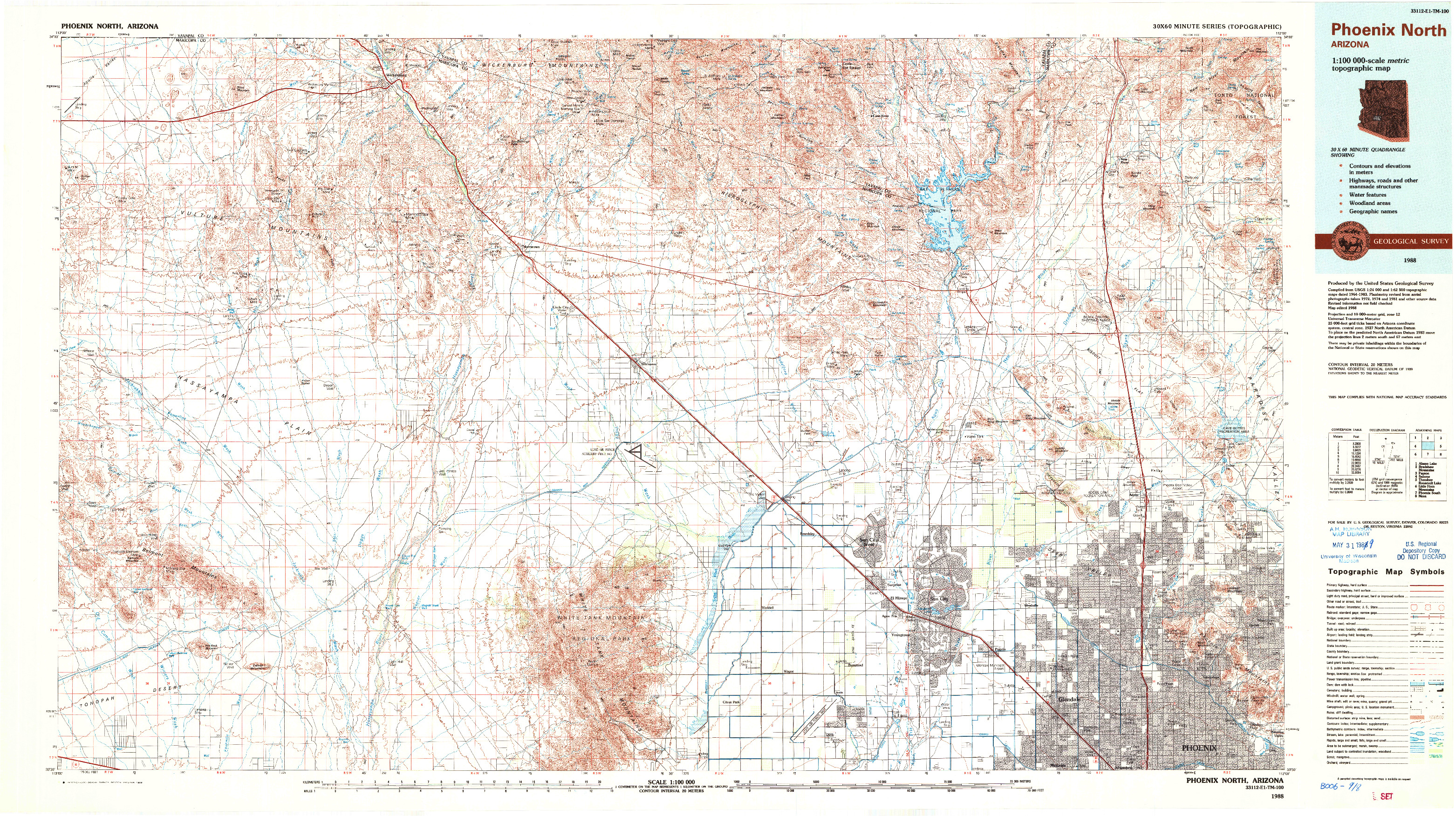 USGS 1:100000-SCALE QUADRANGLE FOR PHOENIX NORTH, AZ 1988