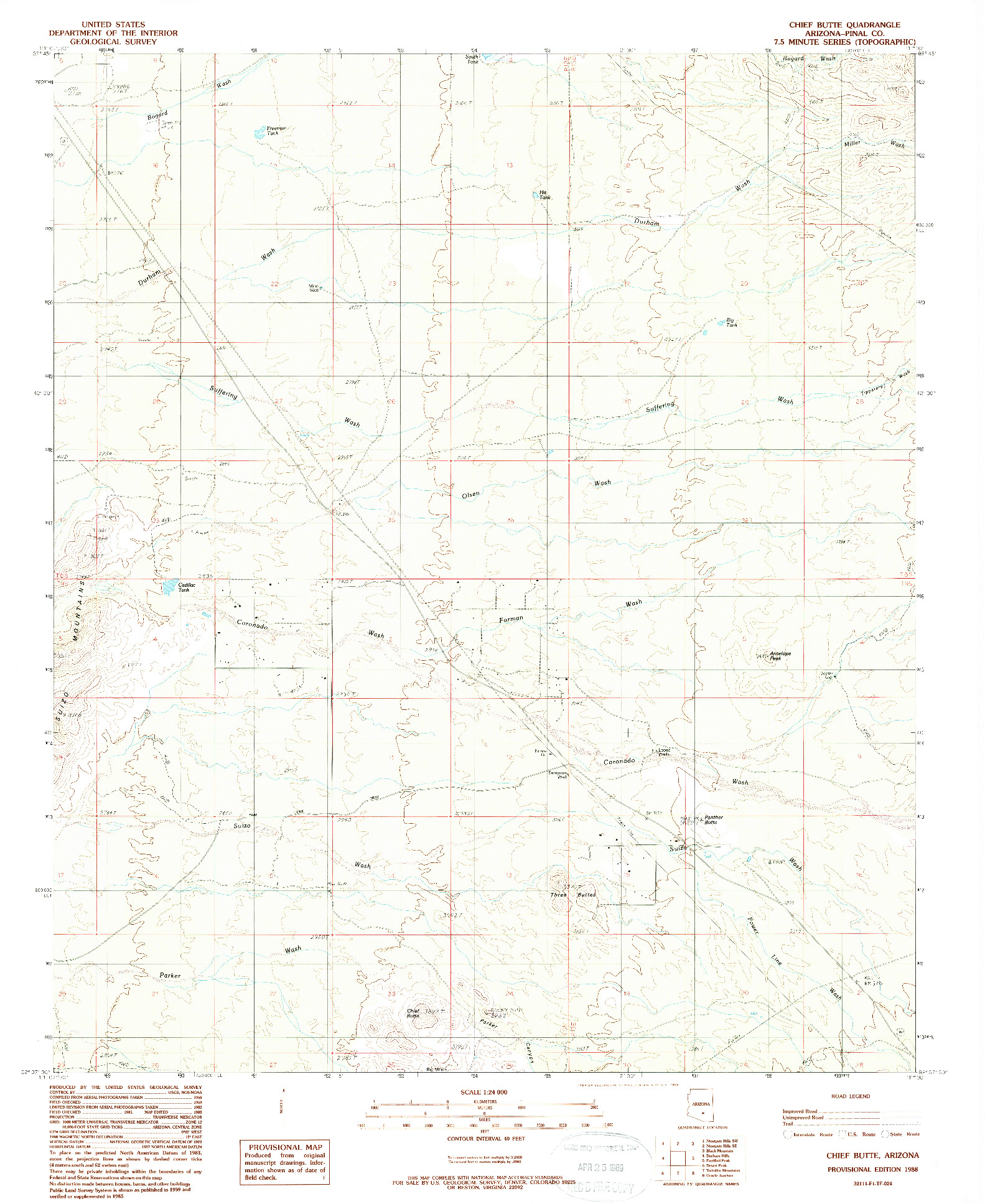 USGS 1:24000-SCALE QUADRANGLE FOR CHIEF BUTTE, AZ 1988