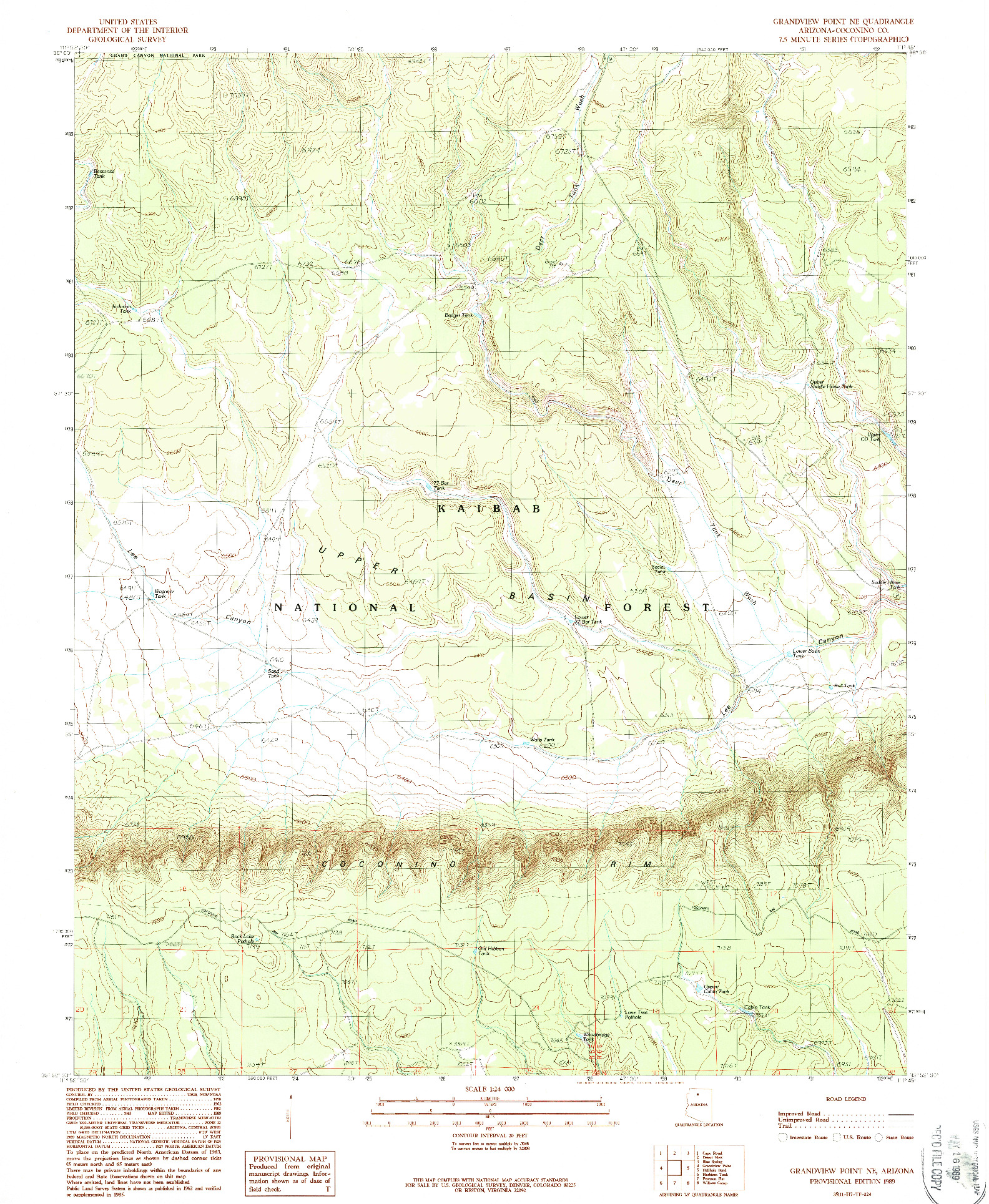 USGS 1:24000-SCALE QUADRANGLE FOR GRANDVIEW POINT NE, AZ 1989