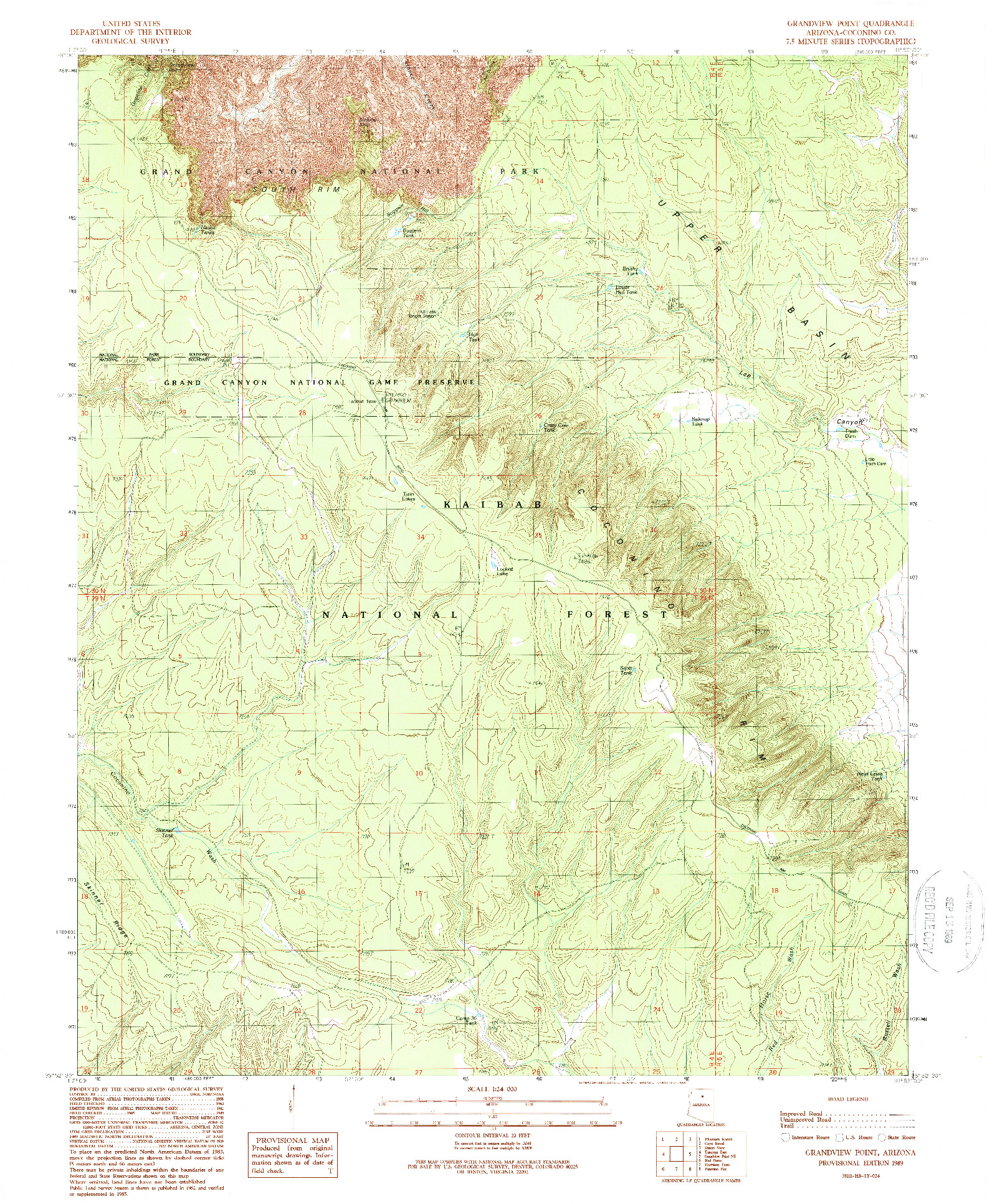USGS 1:24000-SCALE QUADRANGLE FOR GRANDVIEW POINT, AZ 1989