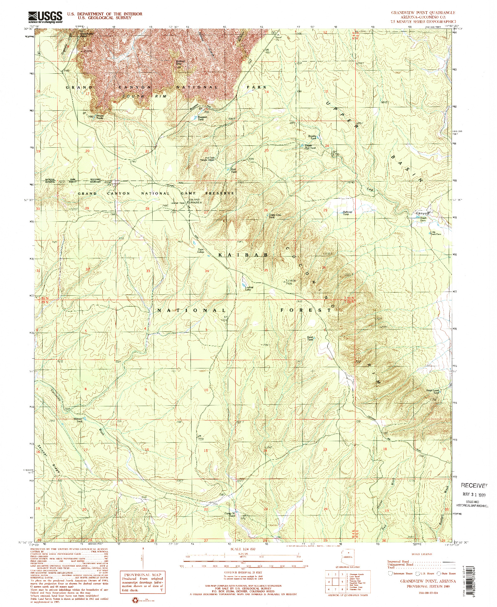 USGS 1:24000-SCALE QUADRANGLE FOR GRANDVIEW POINT, AZ 1989
